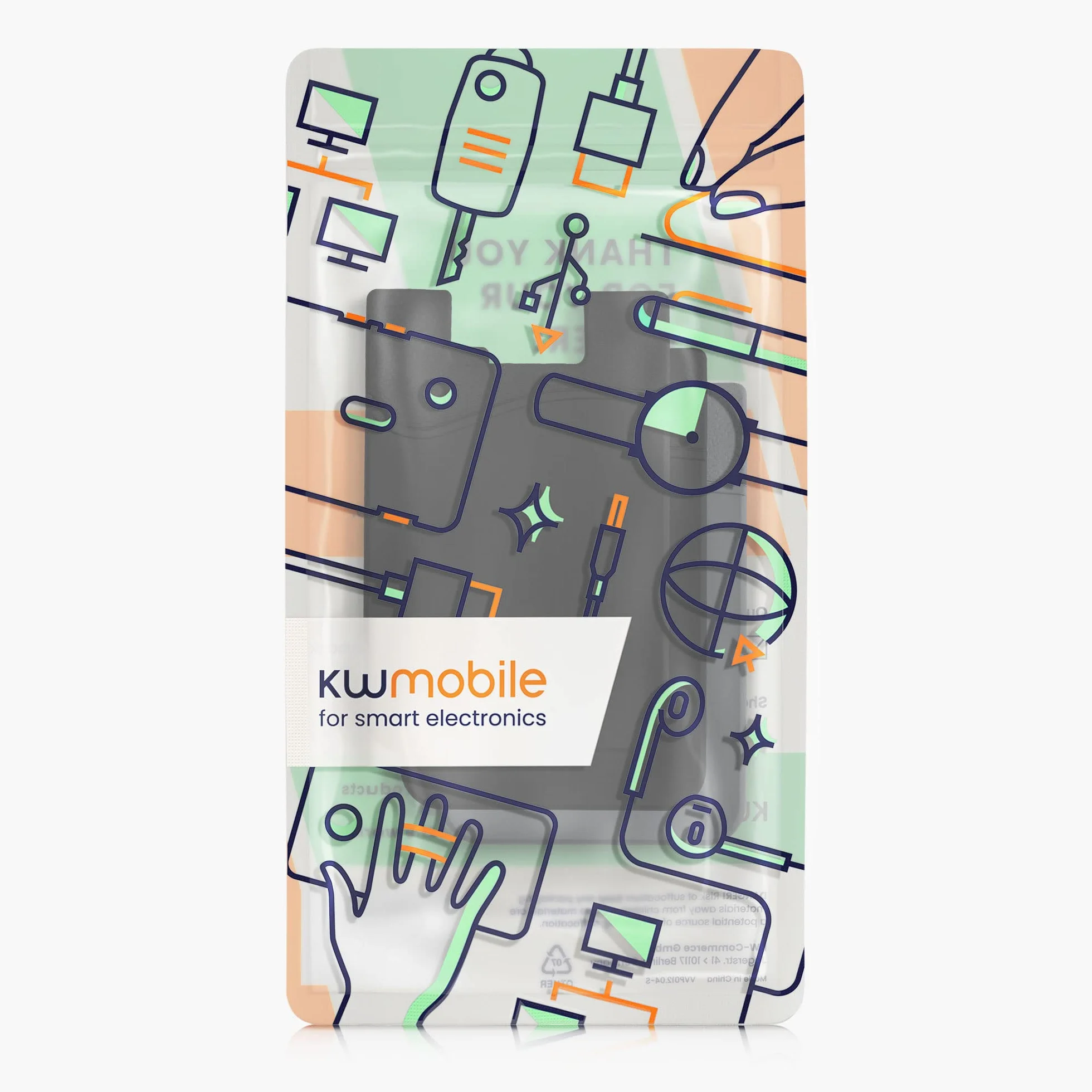 kwmobile Porte-Carte Adhésif Silicone pour Smartphone - Pochette Autocollante Format Carte Bleue