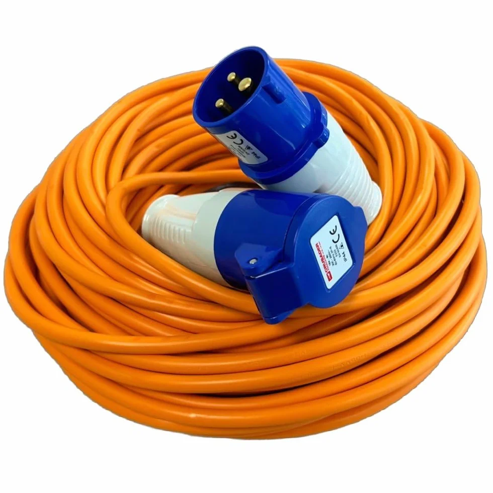 Rallonge d'alimentation 25 m 240V 16A Câble de raccordement haute résistance orange pour camping-car et caravane