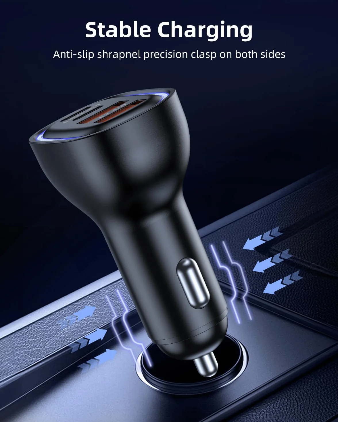 Chargeur Allume Cigare USB C 4 Ports 78W PD QC 3.0 Chargeur Voiture Charge Rapide Prise Allume Cigare 12V,pour iPhone iPad Samsung Huawei Xiaomi Tabletetc