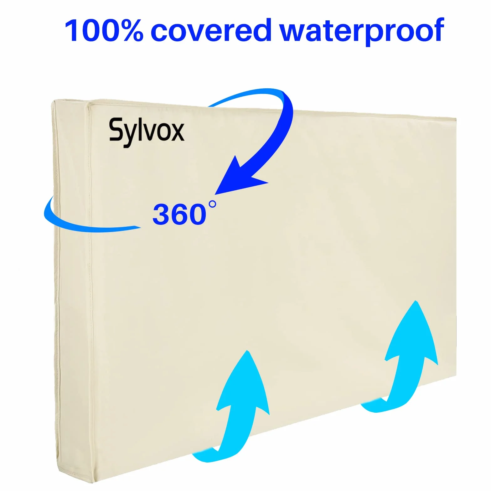 SYLVOX 55 pouces Housse Étanche TV Extérieur, Couverture Complète Inférieure, Housse TV Écran Plat Antipoussière avec Poche Télécommande Tissu Oxford