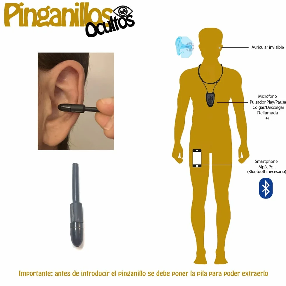 Ultramini Oreillette Invisible + Collier avec Microphone (Bluetooth V4)