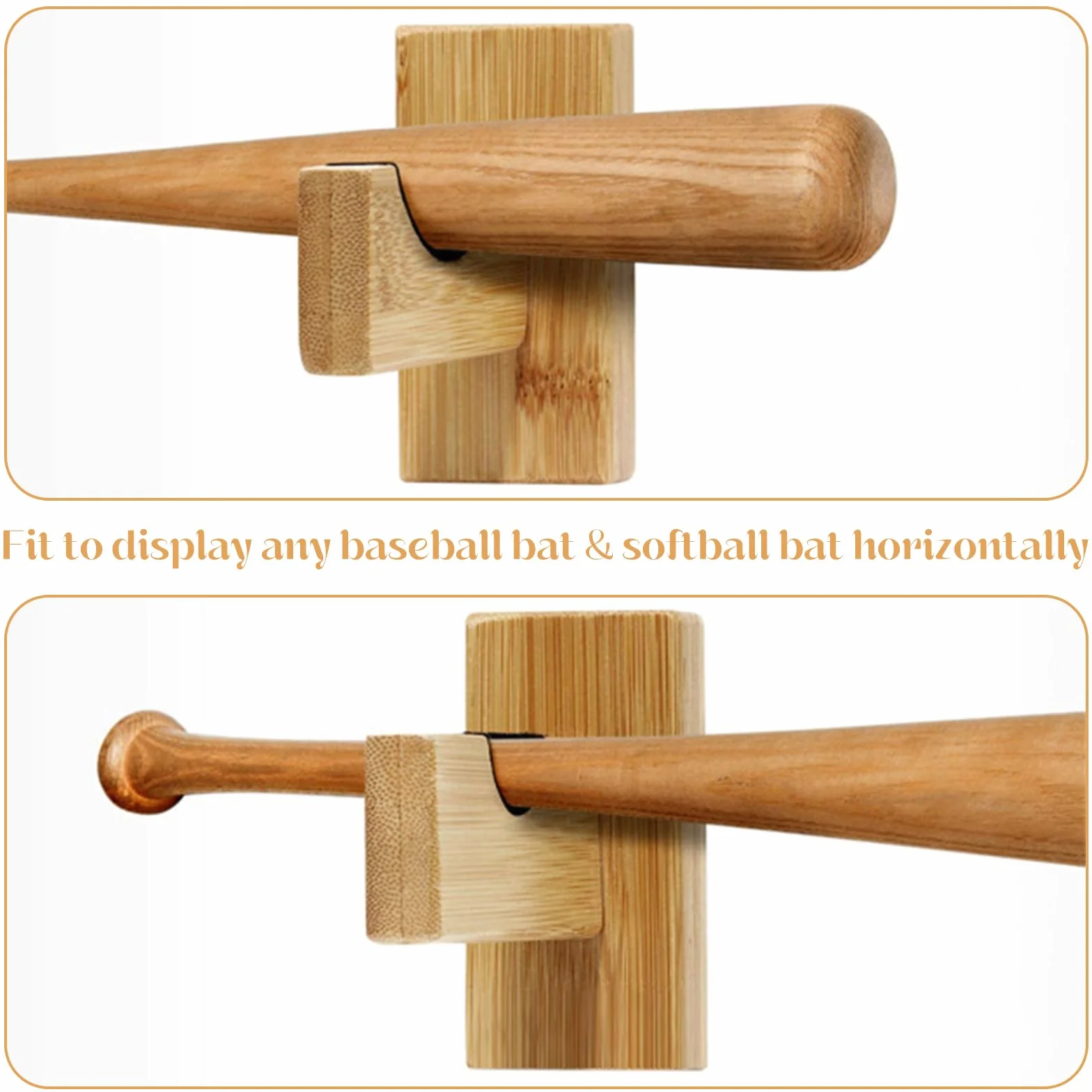 Support de Batte de Baseball en Bois Massif Fait à la Main, avec Support Mural pour 2 Récipients