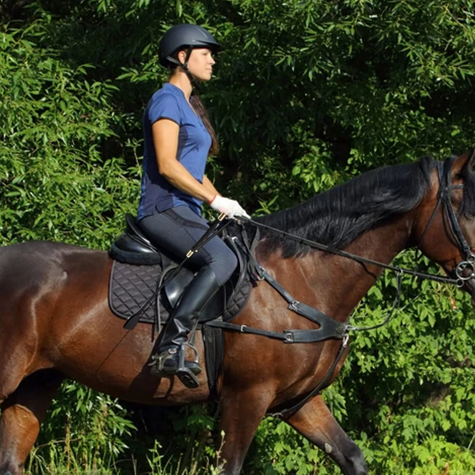 Cravache en cuir véritable pour cheval, fouet anglais PU pour sports équestres