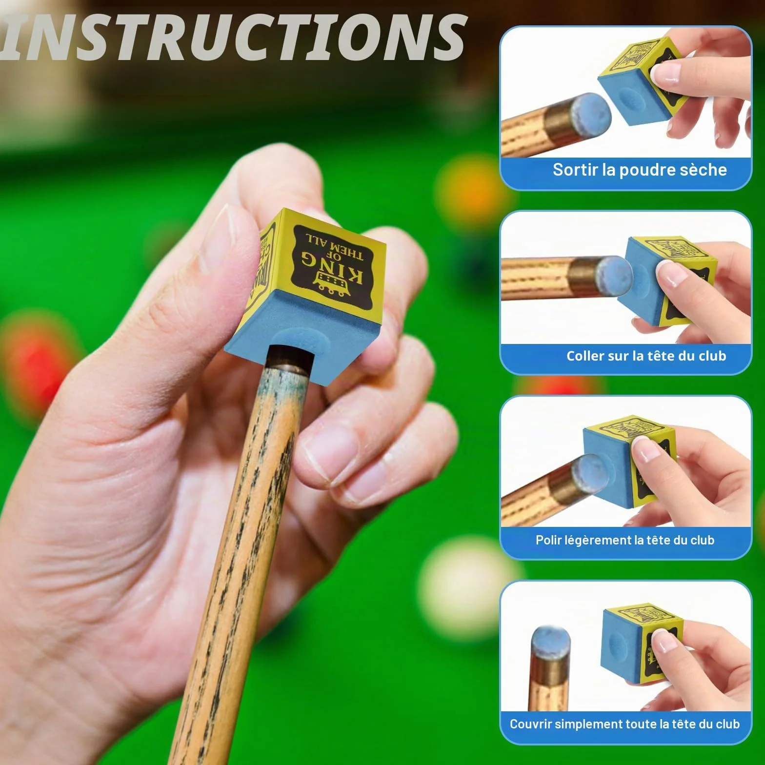 Craies de billard lot de 12 qualité supérieure bleu