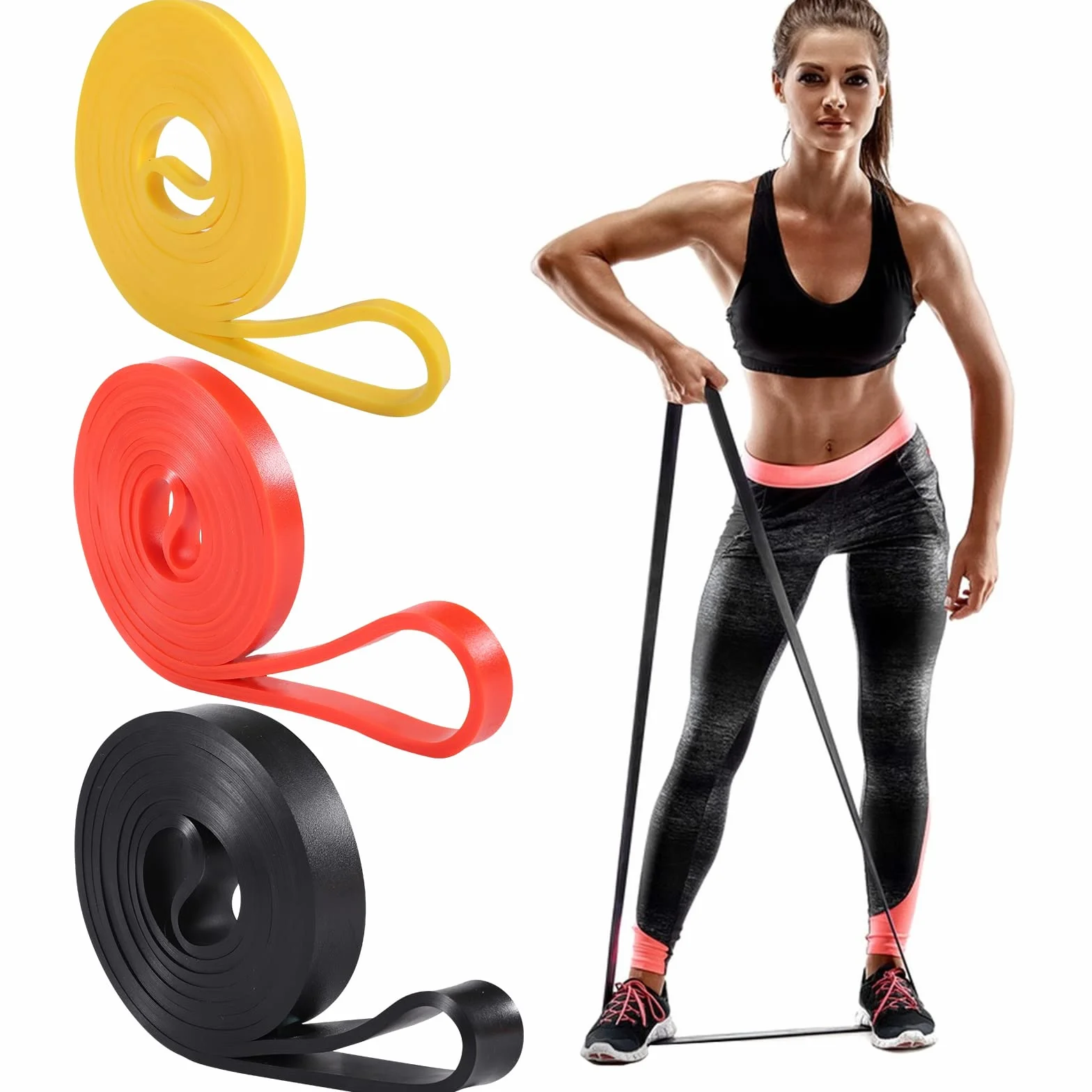 Bande Elastique Musculation, 3 Tailles Élastique Sport Bandes Fitness, Resistance Traction Powerlifting