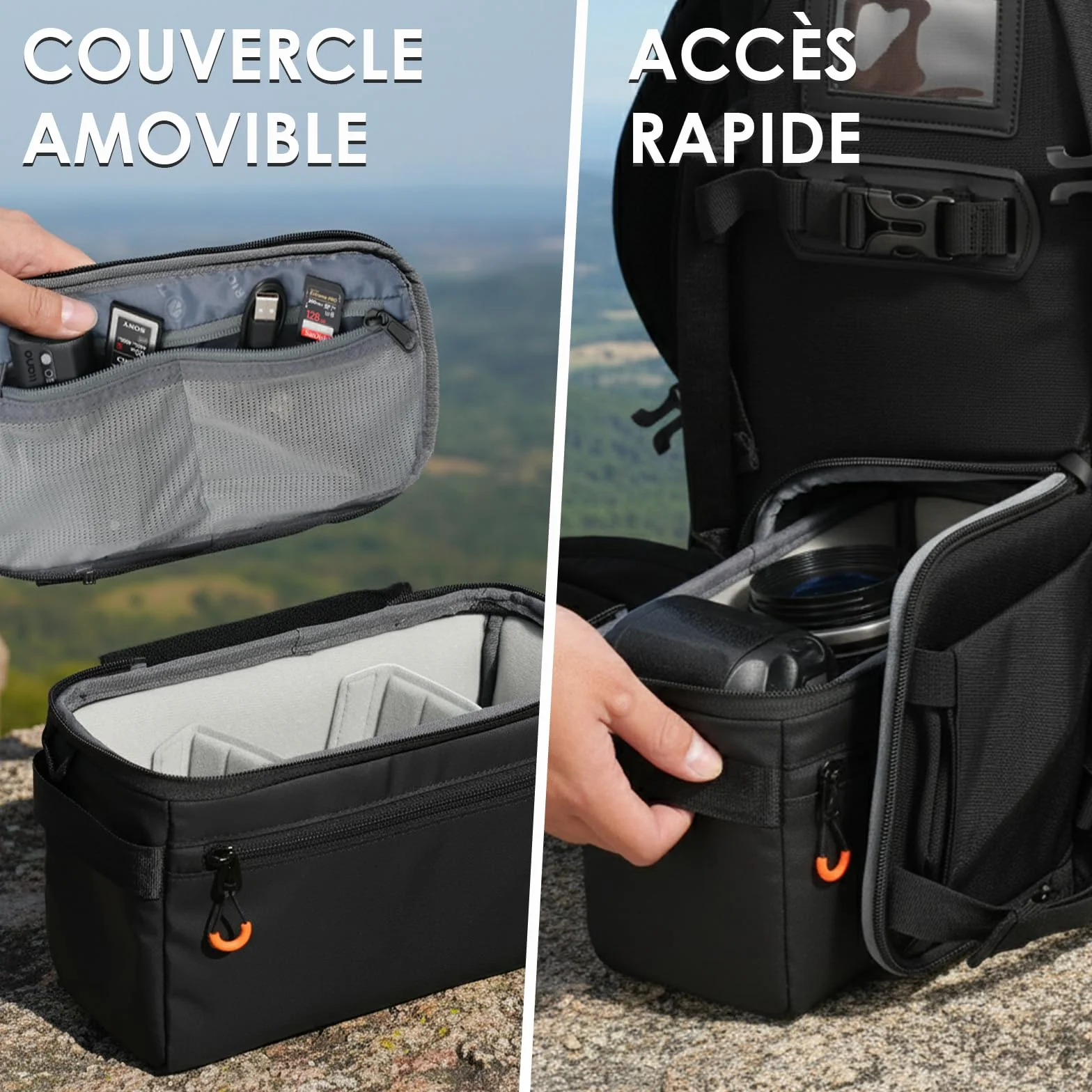 TARION Insert pour Sac Appareil Photo - Sac Intérieur Rembourré avec Couverture Amovible & Cadre Métallique (XS)