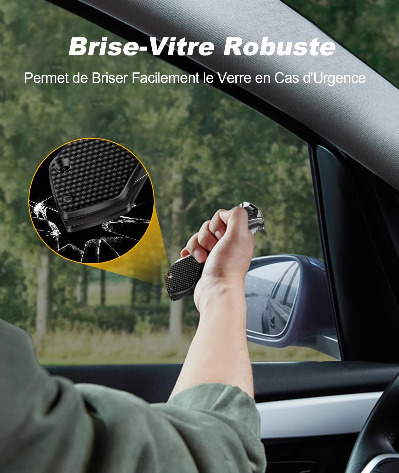 ISEYOU Couteau Pliant Acier Inoxydable 3Cr13 Revêtue Titane Brise-Vitre Survie EDC
