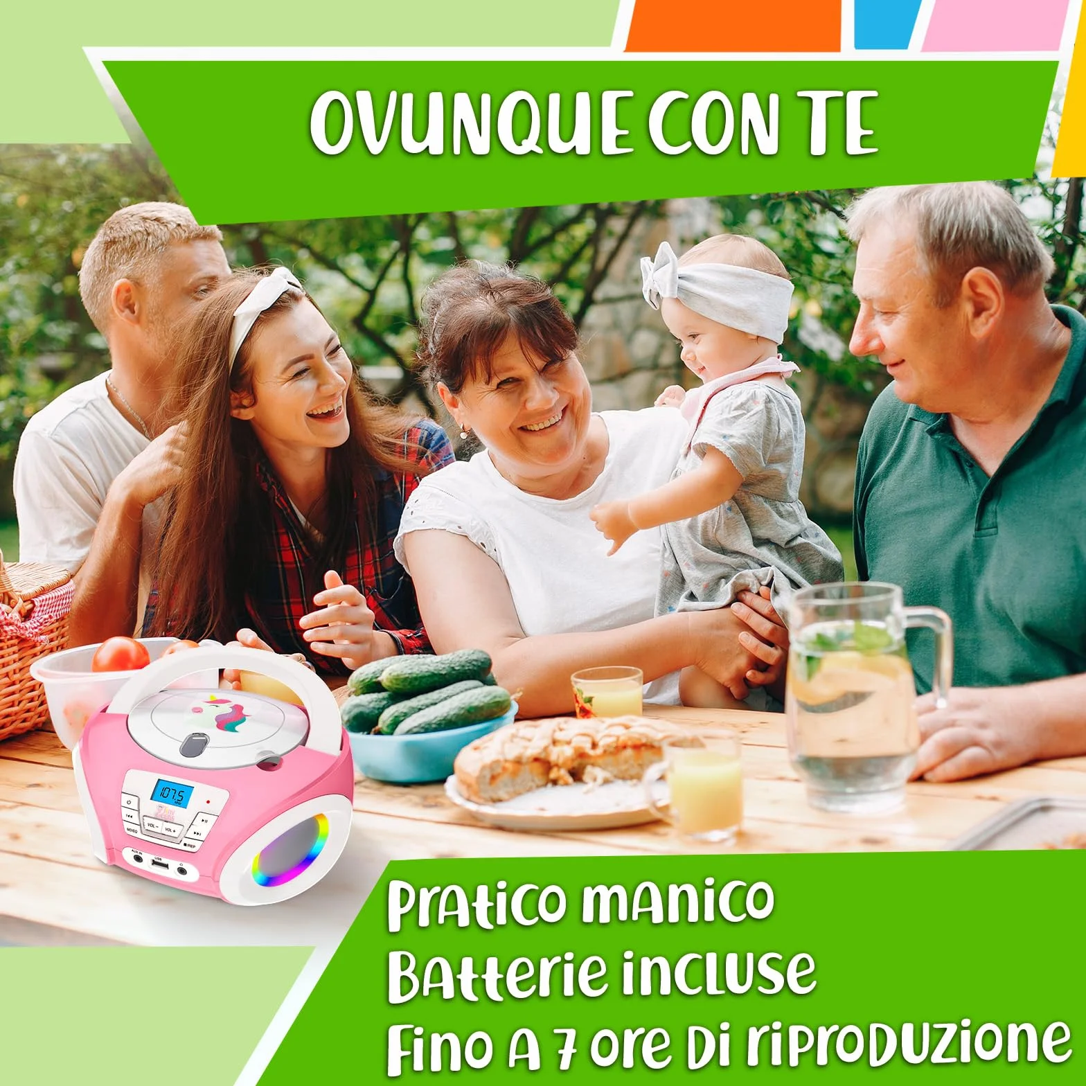 Tinygeeks Tunes Lecteur CD Enfant - Nouveauté - Radio FM - Piles incluses - Radio Mignon avec Haut-parleurs - Le Cadeau Parfait pour Les Tout-Petits - Rose