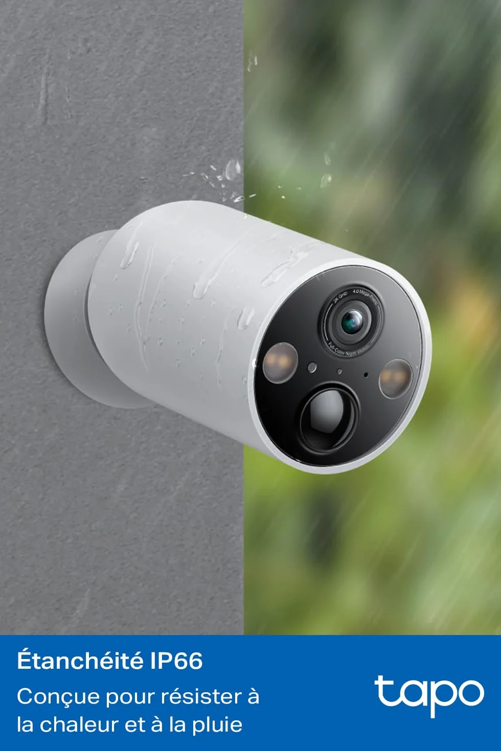 Tapo C425 2.5K(4MP) Caméra de Surveillance WiFi Extérieure sans Fil Batterie 10 000mAh, Autonomie de 300j, AI Détection, Vision Nocturne en Couleur, IP66 Etanche, Aucune hub requis(Base magnétique)