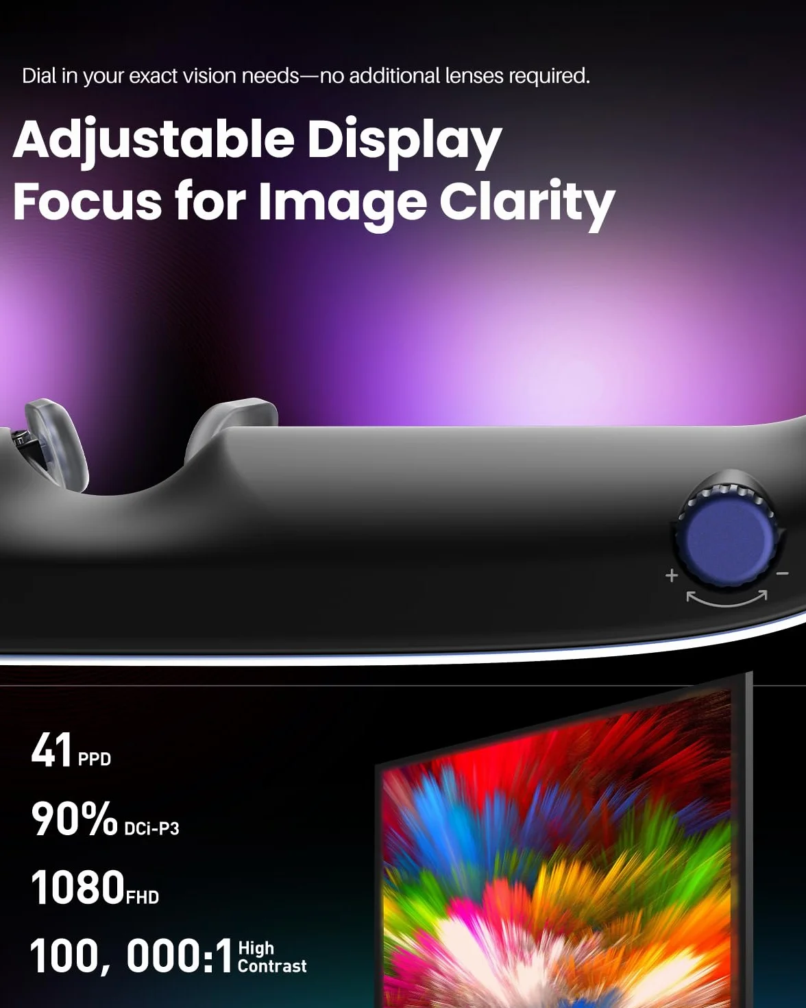 TOZO VIZO V1 Lunettes AR Connectées 118″ Écran Virtuel Géant pour Cinéma, Travail et Jeux, Ultra-Lumineux avec Réglage de la Netteté, Full HD 1080p, Son Stéréo, Compatibles iPhone/Android/PS5 et Plus