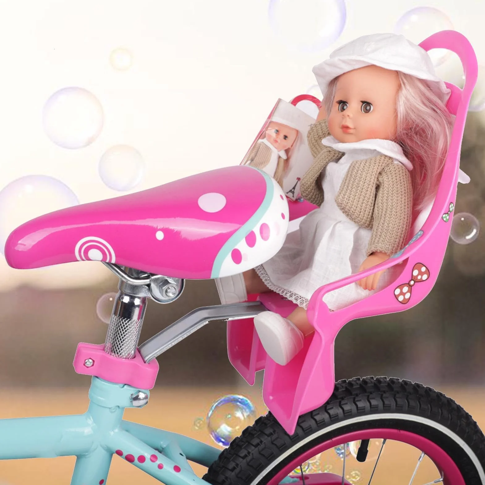 Siège De Vélo pour Filles avec Autocollants DIY pour Animaux en Peluche Taille Standard, Accessoires Vélos Enfant