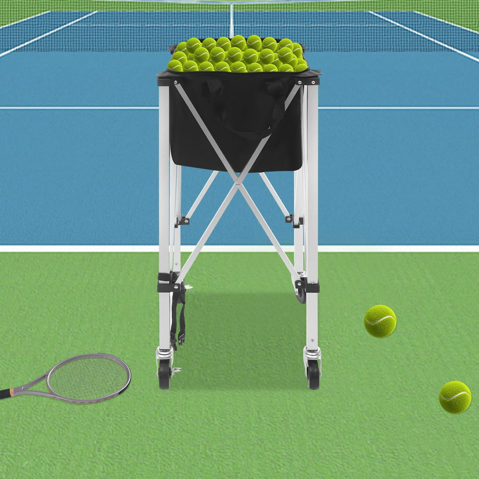 Chariot de tennis portable pliable 150-170 balles