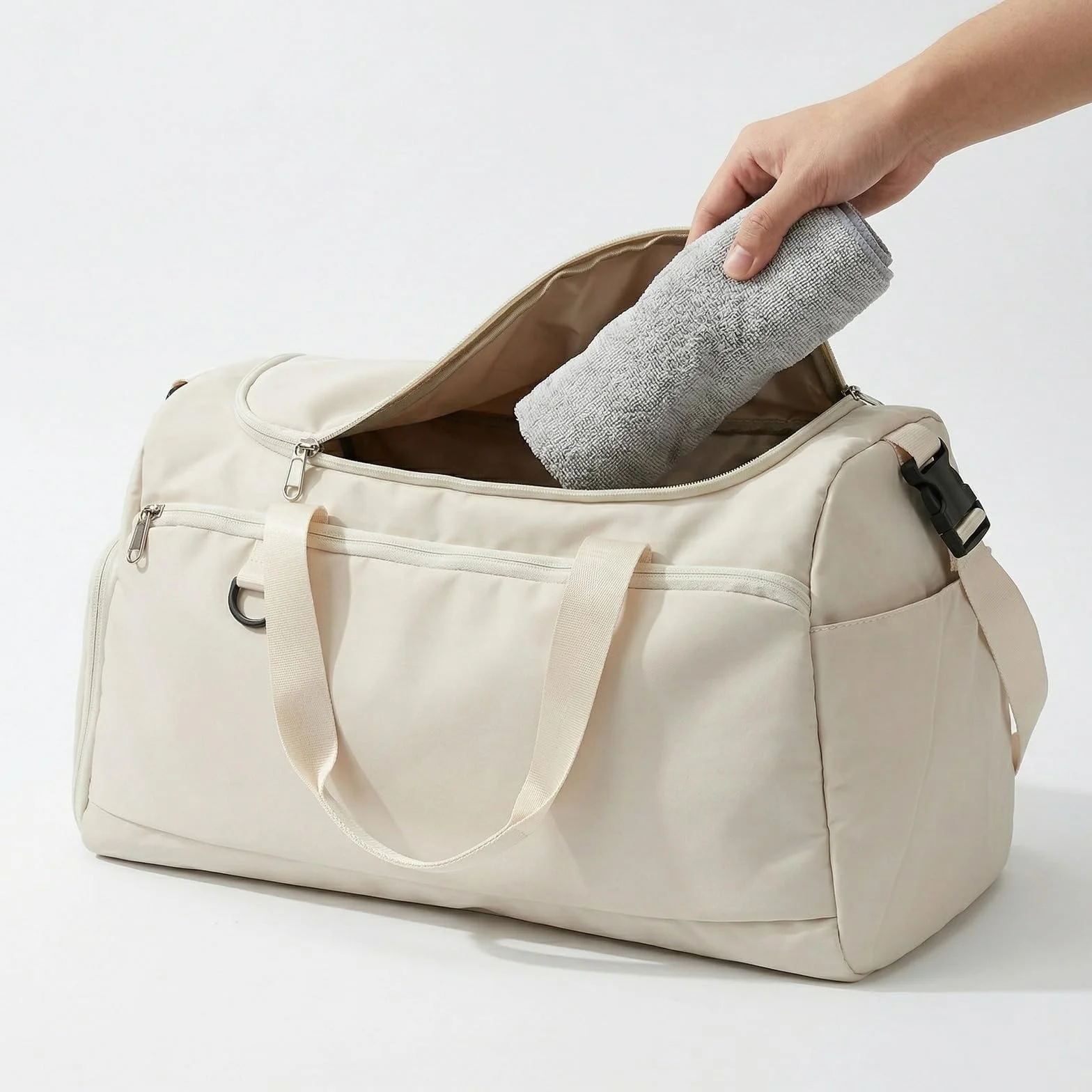Sac de Sport Imperméable 36-55L 51x28x25cm avec Compartiments Chaussures et Poche Humide Duffel Gym Bag Rose