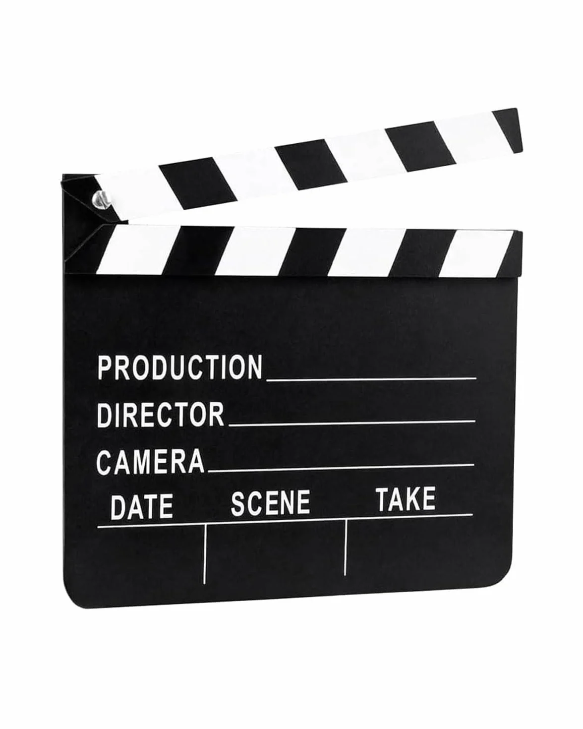 1 clap de cinéma en carton, 20 x 18 cm, clap de réalisateur, tableau de tournage, couverture à rabat, notes de scène, couverture effaçable, accessoire de tournage (noir et blanc)