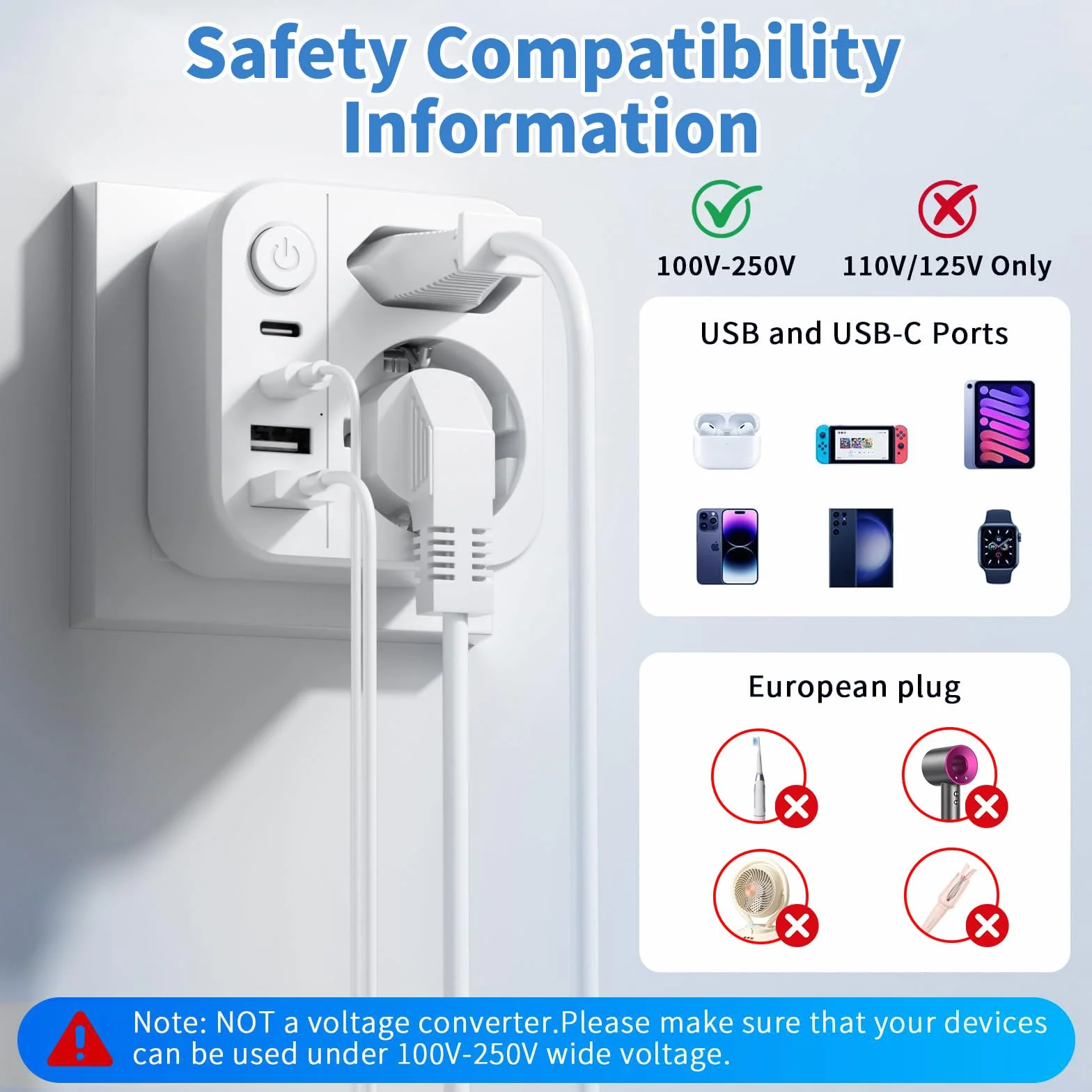 6 en 1 Adaptateur Prise Anglaise UK,3250W Adaptateur de Voyage UK avec 2 Prises,2 USB,2 Type-C,Adaptateur Type G pour Irlande Dubaï Malaisie Maldives Angleterre