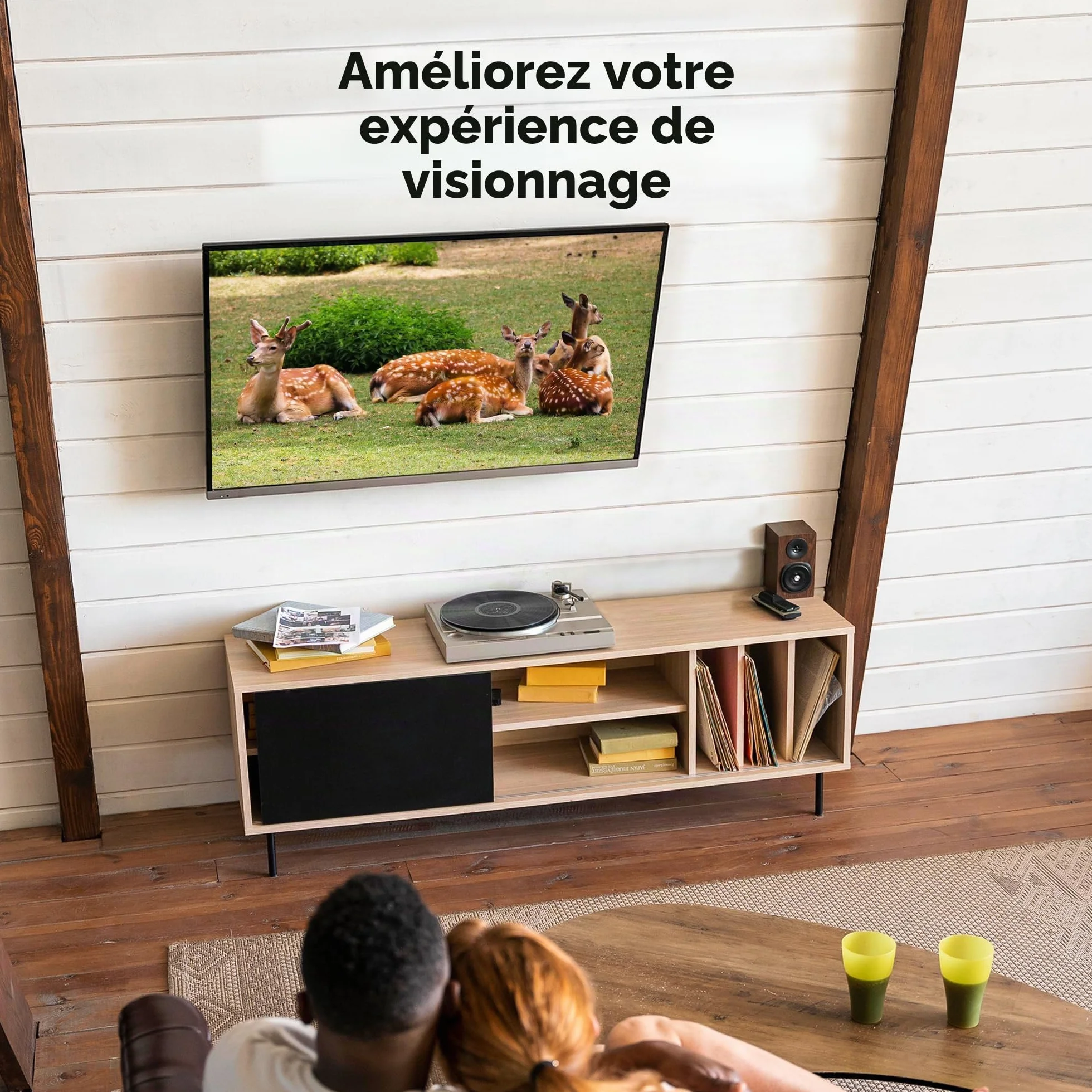 BONTEC Support TV Mural Inclinable et Orientable, Fixation Universelle pour Télévision et Moniteur Plat/Incurvé 13-30 Pouces, VESA 75x75/100x100mm, Charge Max 25kg, Rotation 360°