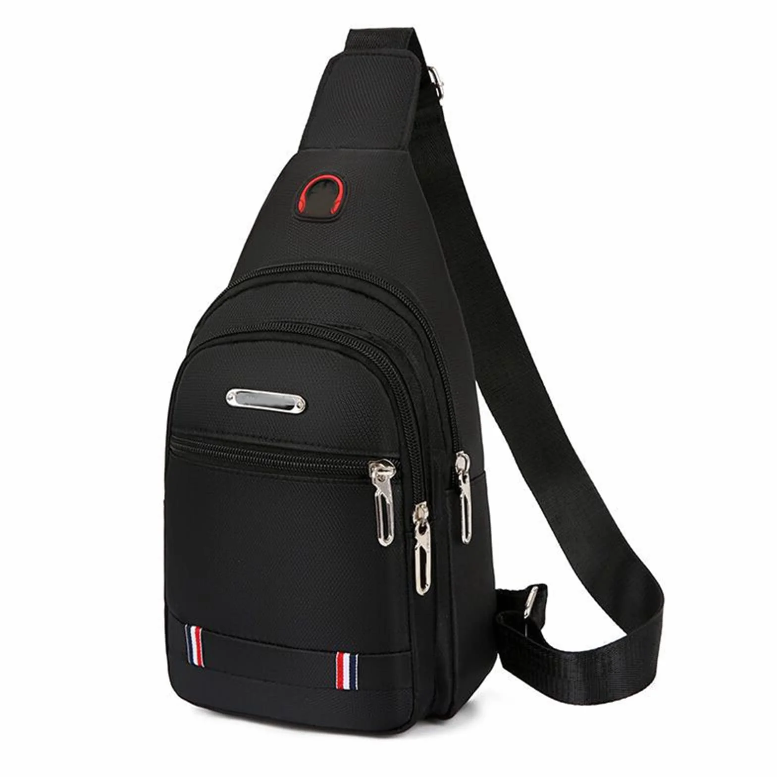 Dilwe Sac de Poitrine Hommes Tissu Oxford Polyester Grande Capacité Sac à Bandoulière Léger