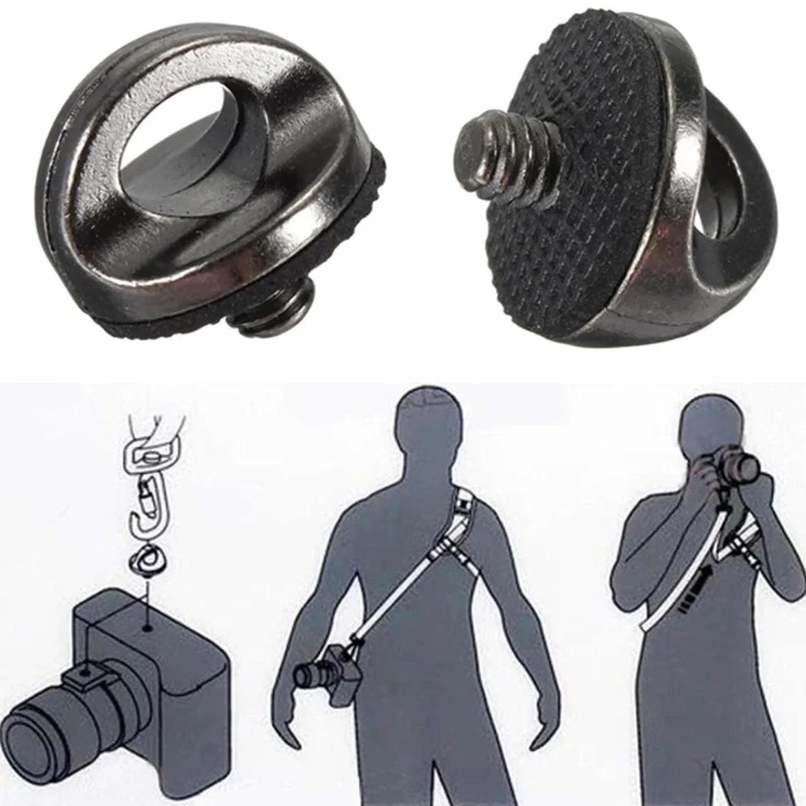 vis Adaptateur pour Sangle Appareil Photo et Caméra, Support à Vis 1/4" 3 Pcs Tokaneit