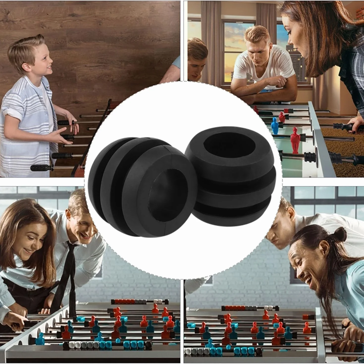 Coussinets en caoutchouc pour babyfoot standard Noir 29 x 24 x 16 mm Lot de 10