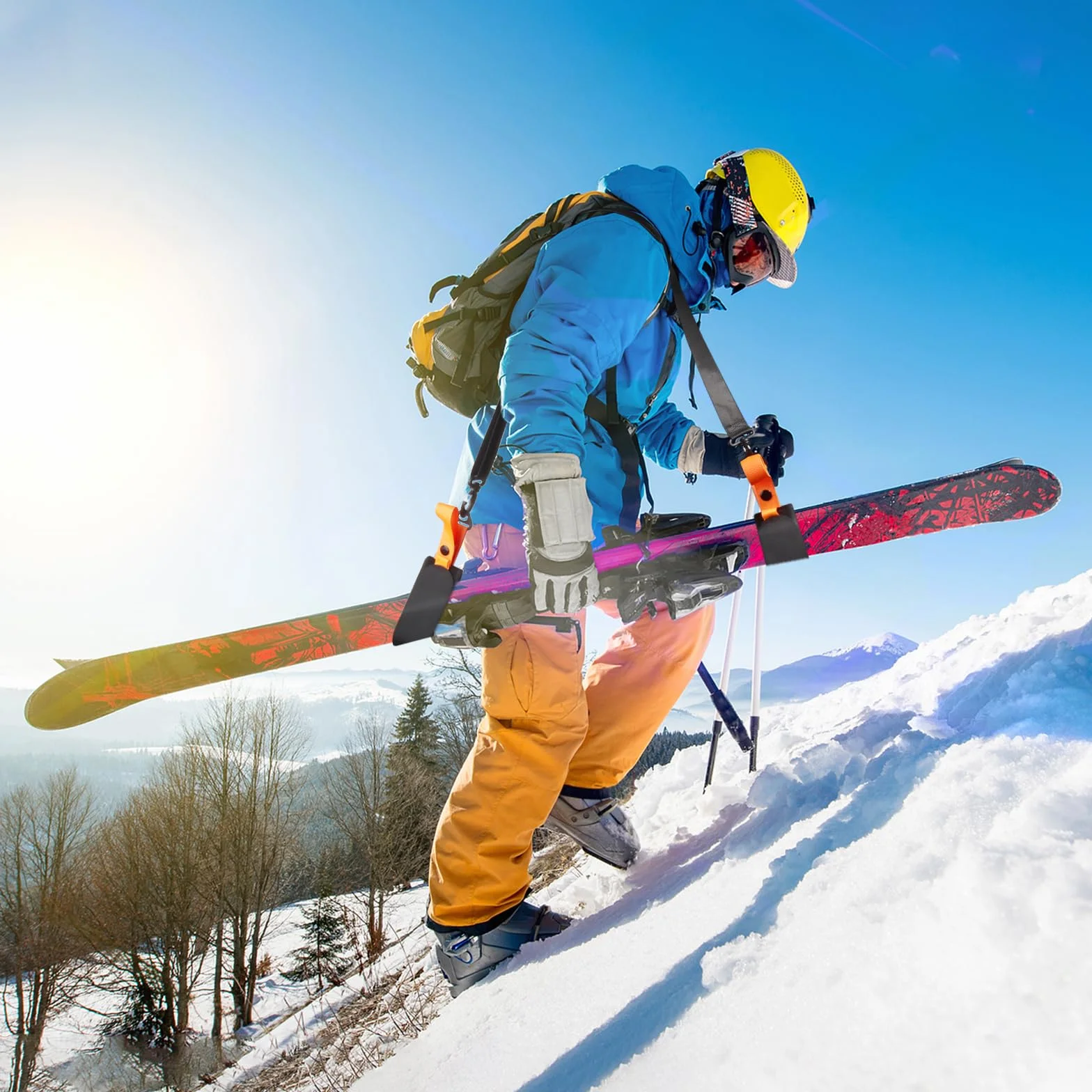 Sangles de Ski Réglables Draupnir avec Bandoulière Rembourrée pour Transport des Skis et Bâtons