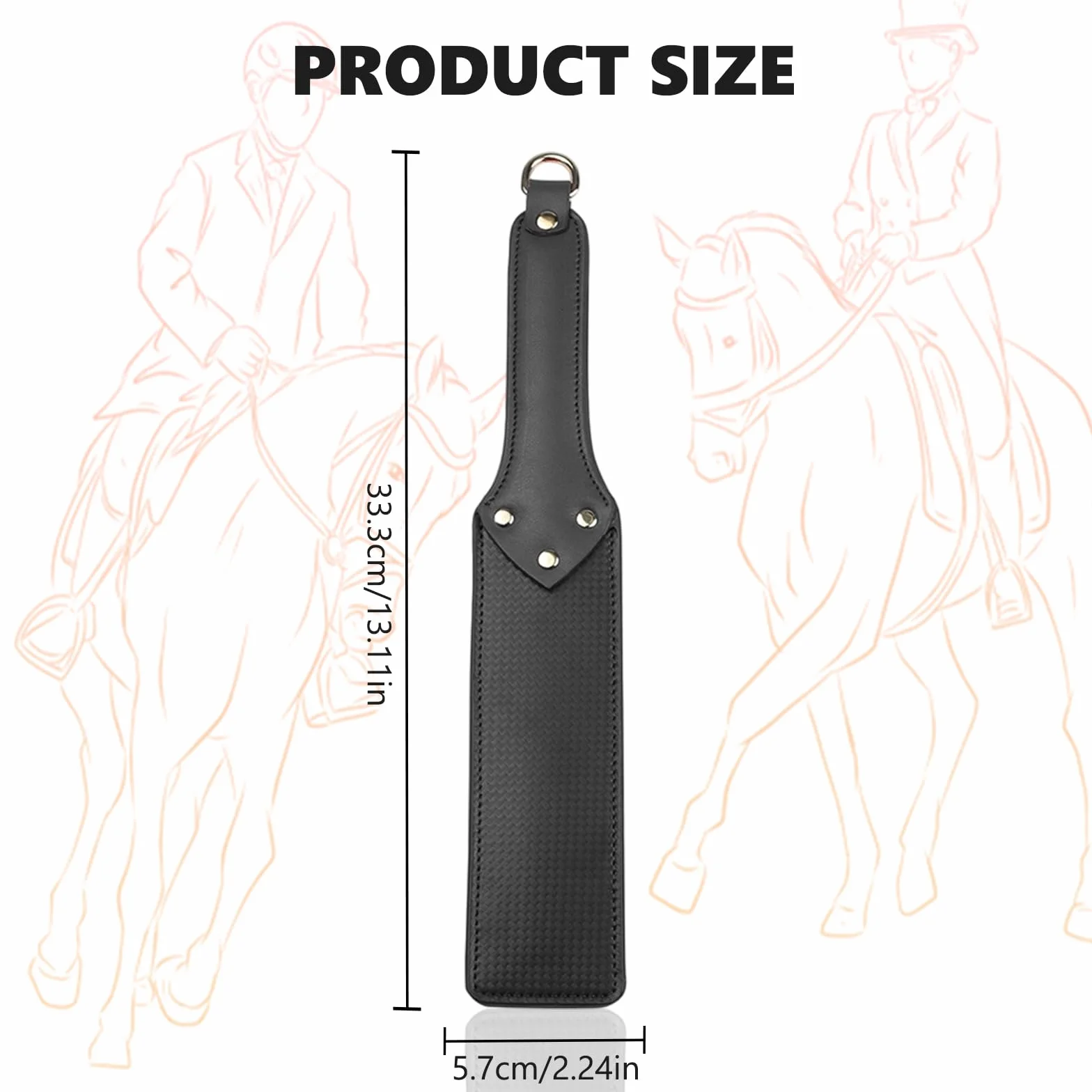 Cravache Noire en Cuir pour Cheval d'Équitation Dressage