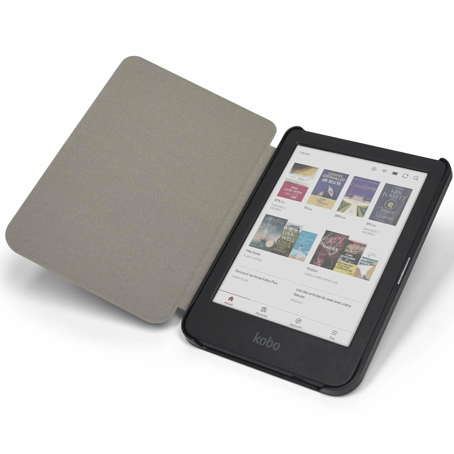 Tenano Étui en Tissu pour Kobo Clara Colour/BW/2E, Tolino Shine Colour/Shine 5/4, Housse de Protection avec Fonction Veille/Réveil Automatique, Agave Noir