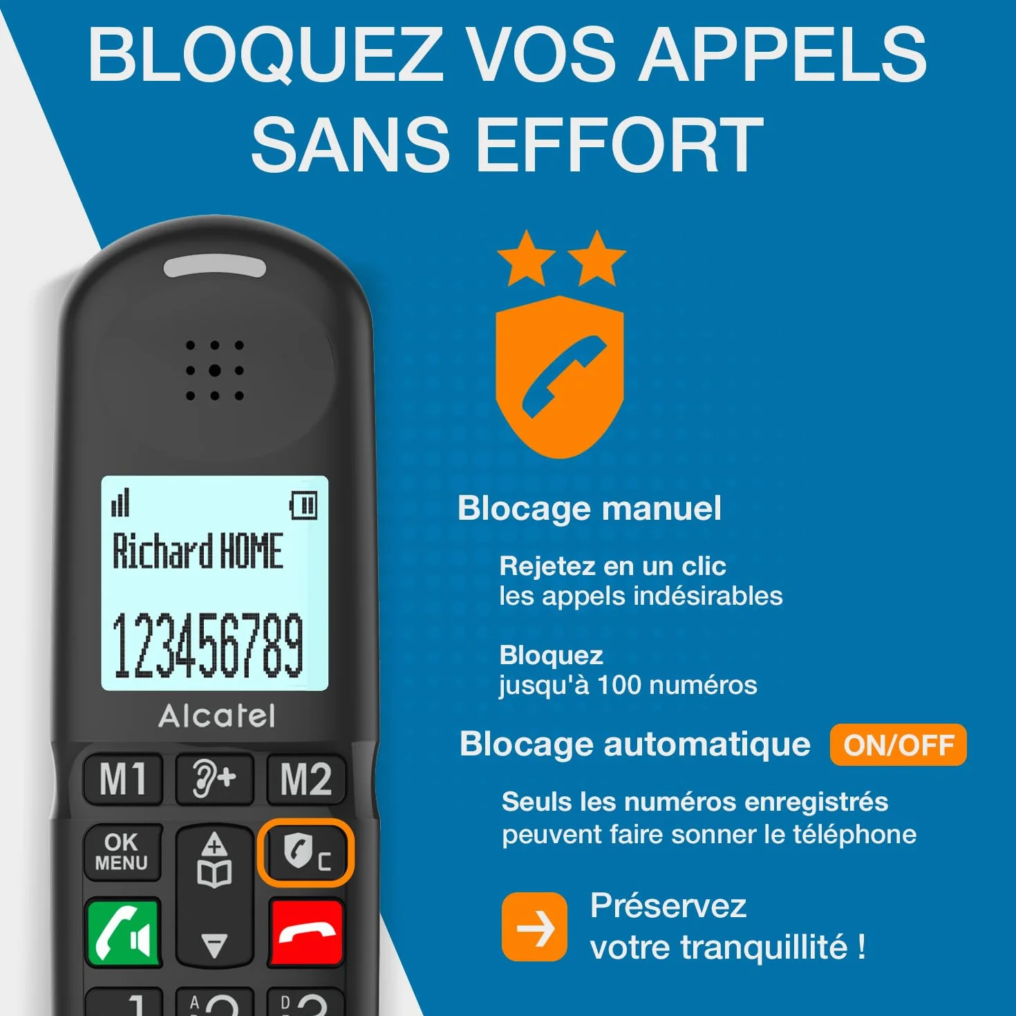 ALCATEL XL685 Voice Duo Téléphone Fixe sans Fil DECT Senior Format XL avec Répondeur, Grandes Touches, Noir