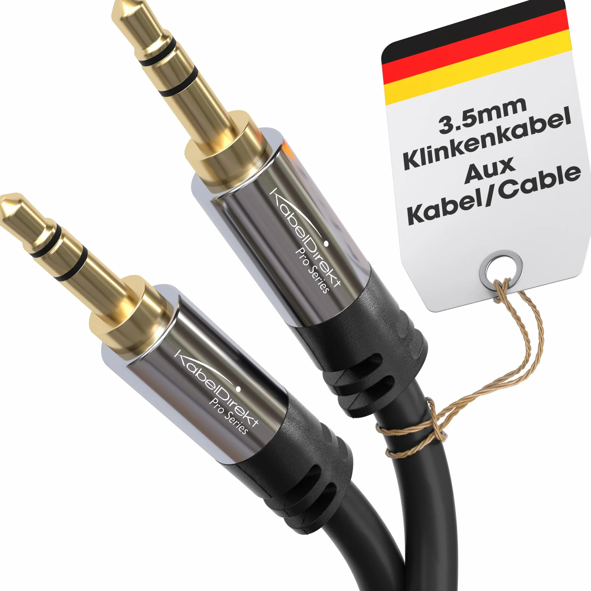 KabelDirekt – Câble Jack, Prise Jack 3,5mm – 5m – Connecteurs métalliques – Disponible en 0,3-10m (Câble audio, 3.5mm pour smartphone, PC/ordinateur portable, voiture, HiFi, noir)