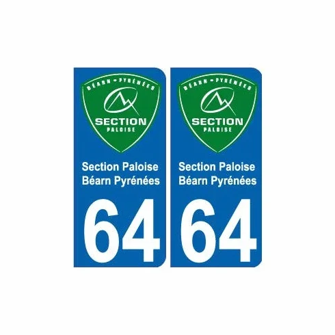 Autocollant Plaque Immatriculation 64 Section Paloise Rugby Pau Sticker - Arrondis