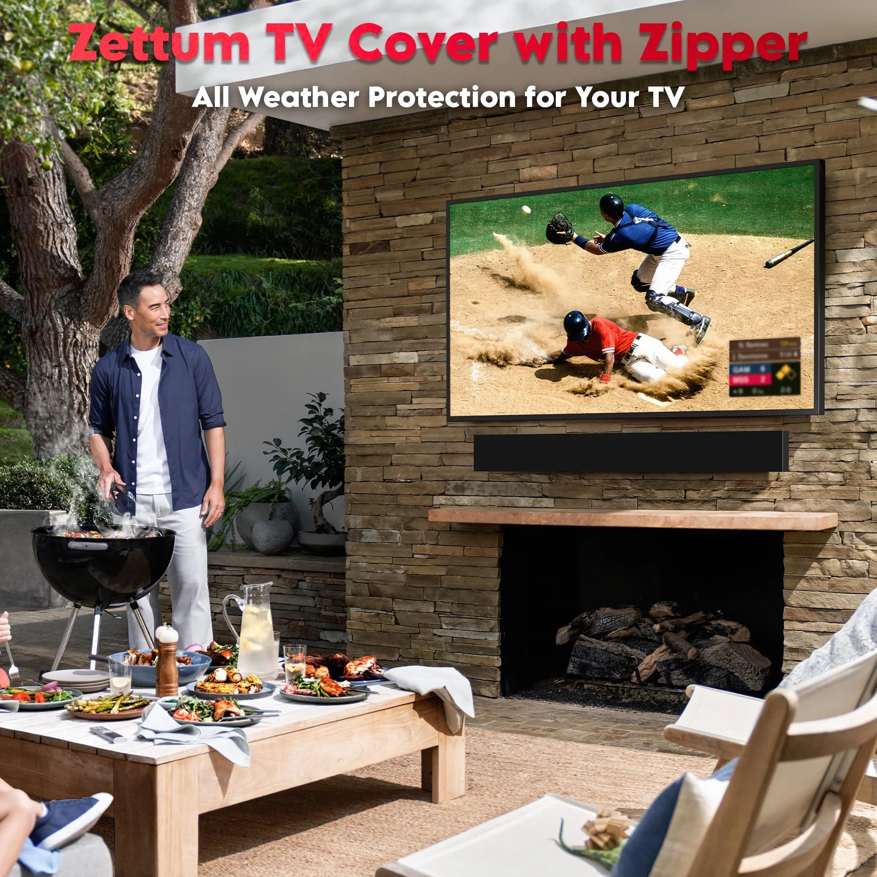Zettum Housse TV Pliable 40-43 Pouces Imperméable Tissu Oxford 600D PU avec Fermeture éclair