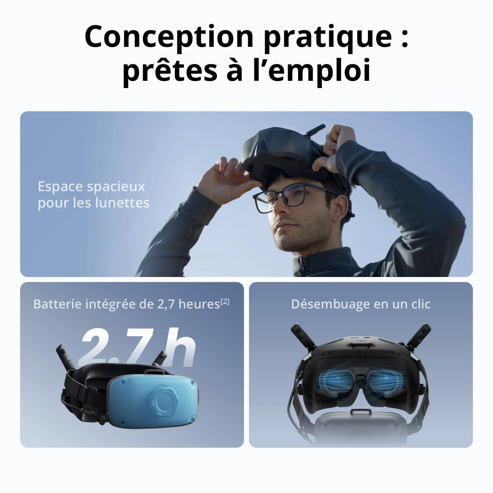 DJI Goggles N3, Goggles FPV avec écran Ultra-Large de 1 080p, expérience de vol immersive, Goggles pour Drone FPV, Diffusion sans Fil, Goggles pour Drone, kit prêt à l’Emploi, Curseur en RA