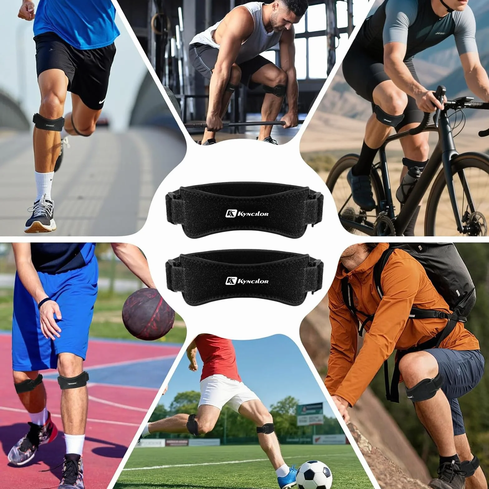 HORREX Genouillère Arthrose Genou Réglable Sport Sangle Maintien Ligamentaire Rotulienne pour Cyclisme Course Volley