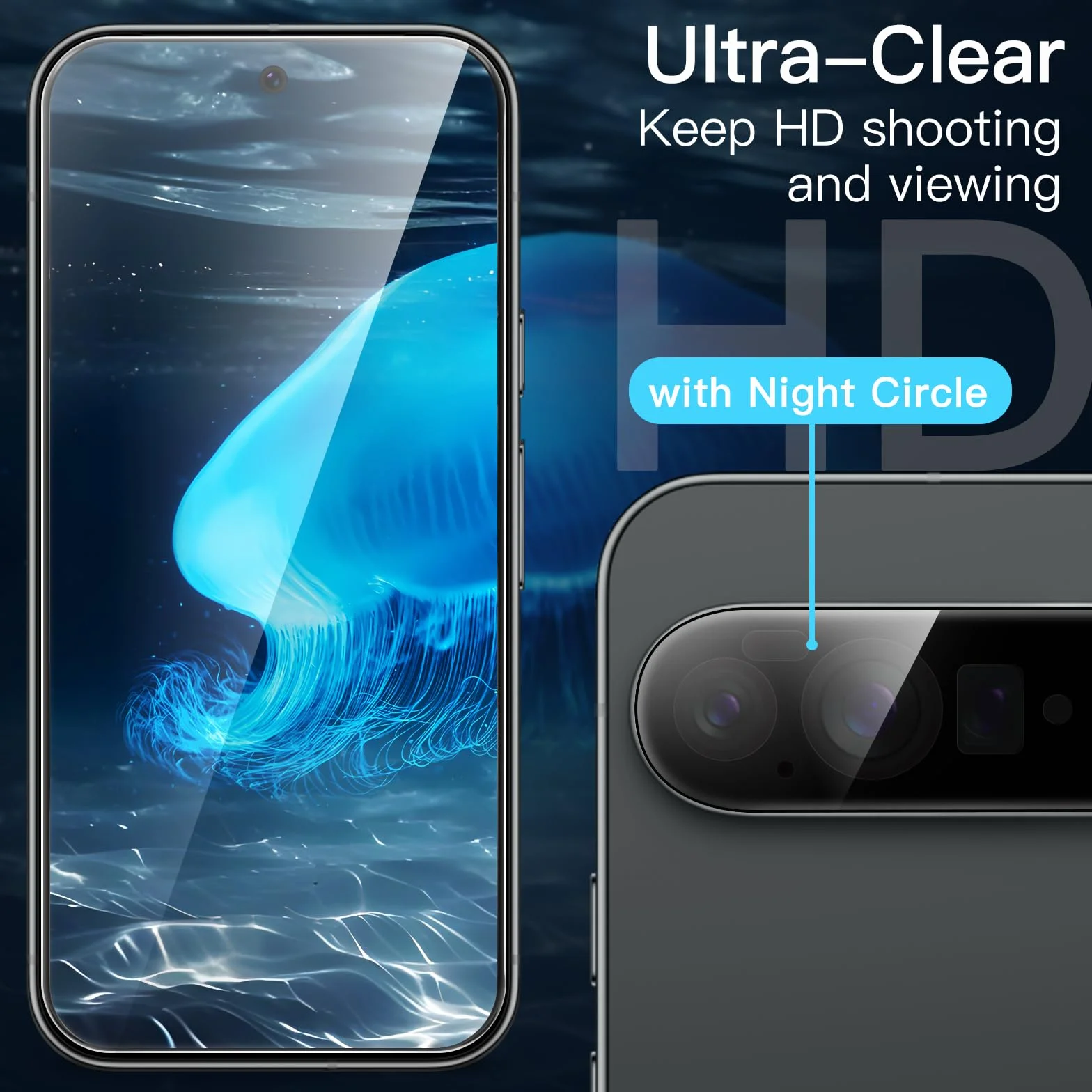 JETech Protection D'écran pour Google Pixel 10 Pro avec Protecteur d'Objectif Caméra, Compatible avec le Déverrouillage par Empreinte Digitale, Film en Verre Trempé, HD Clair, Lot de 2 Chacun