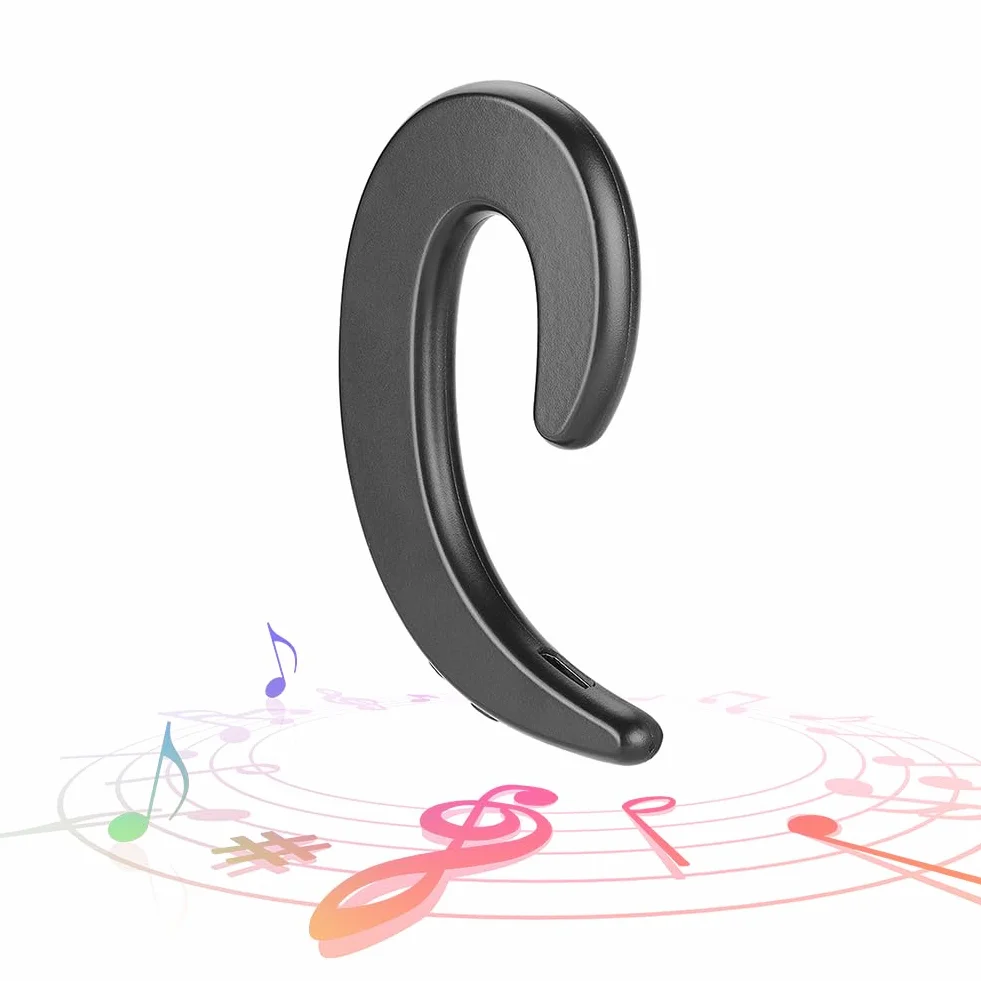 Casque Bluetooth sans Bouchon d'oreille, sans Fil Mains Libres Crochet d'oreille Casque Bluetooth Casque à Conduction osseuse indolore pour Smartphones Conduite d'affaires(Noir)