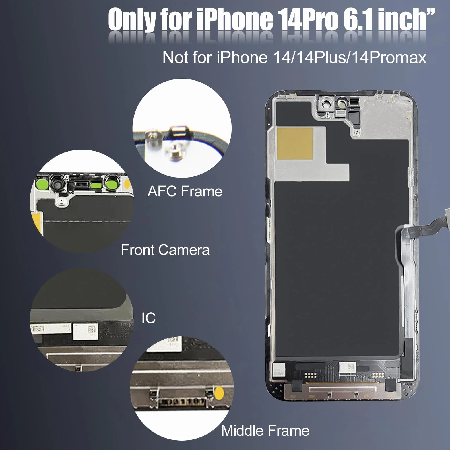 pour iPhone 14 Pro Remplacement de l'écran LCD 6,1 Pouces Assemblage du numériseur de l'écran Écran Tactile,avec Outil de réparation de l'assemblage du Cadre