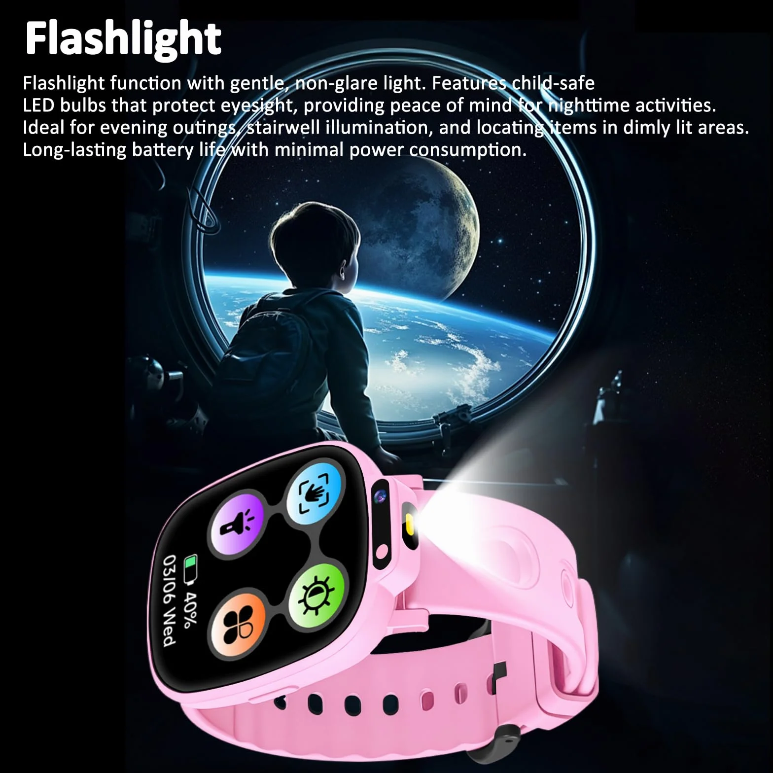 Montre Connectée Enfants avec 1,9 Pouces, 18 Jeux, Suivi du Sommeil, Podomètre, Appareil Photo, Lampe Torche, Smartwatch Enfant pour Garçons, Filles et Adolescents sans App ni Carte SIM