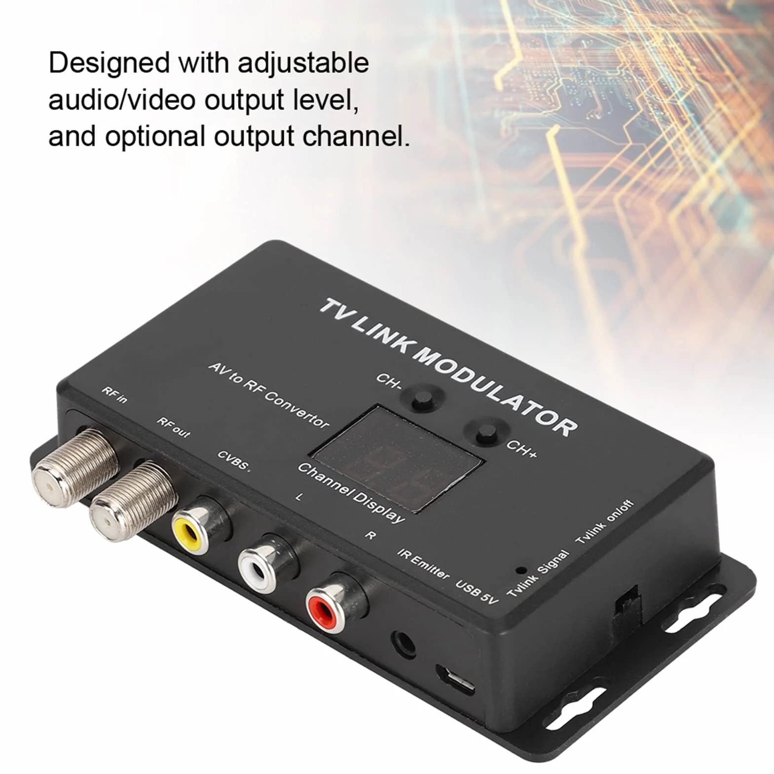 Modulateur IR TM70 Convertisseur AV vers RF Adaptateur UHF avec Affichage de Canal