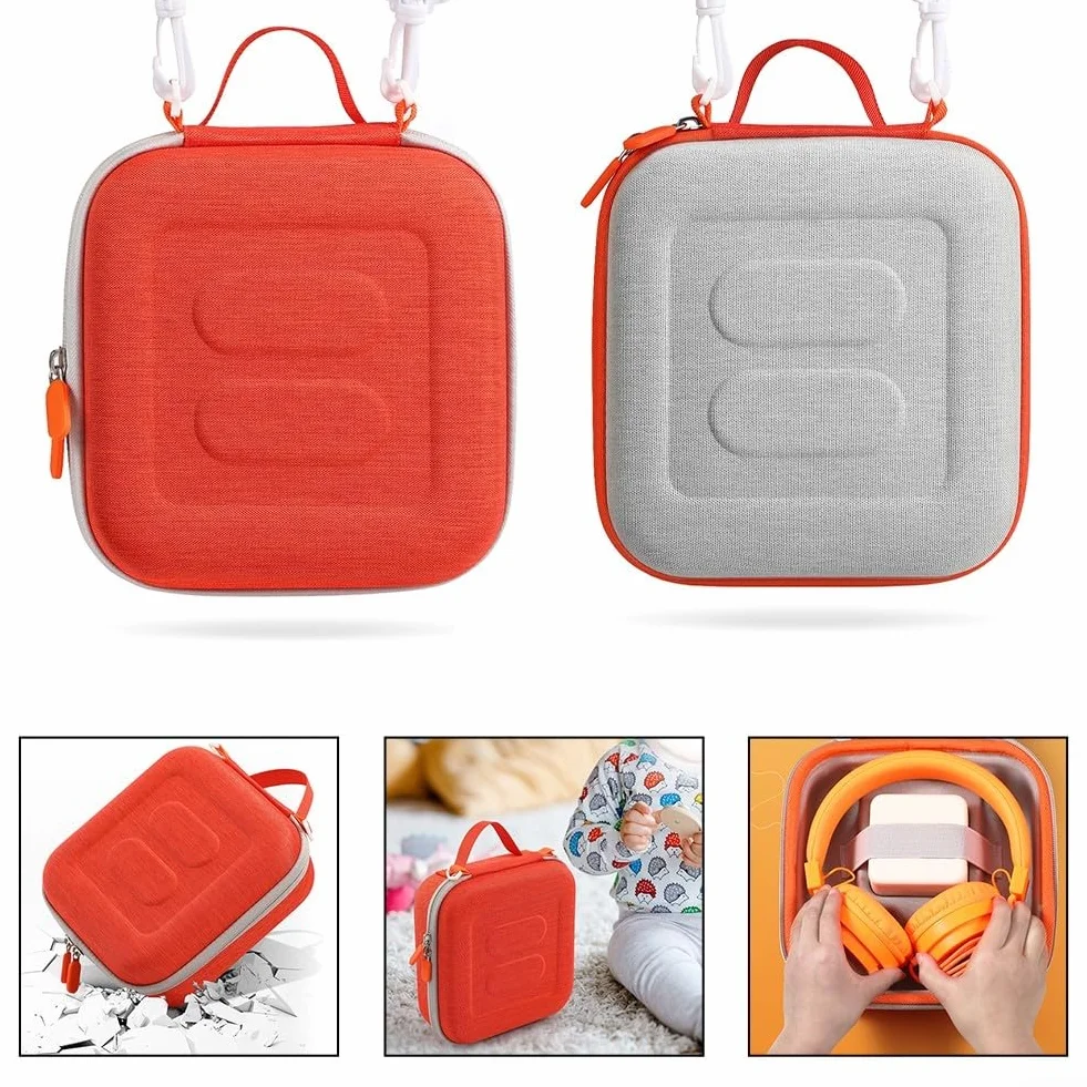 Étui de transport élégant en EVA pour Yoto Mini offrant protection et confort avec une sangle réglable (orange)