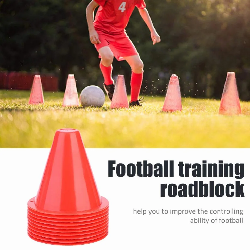 Cônes de trafic d'entraînement 10 pcs Football Cônes Marqueurs Barrières Plastique Accessoire
