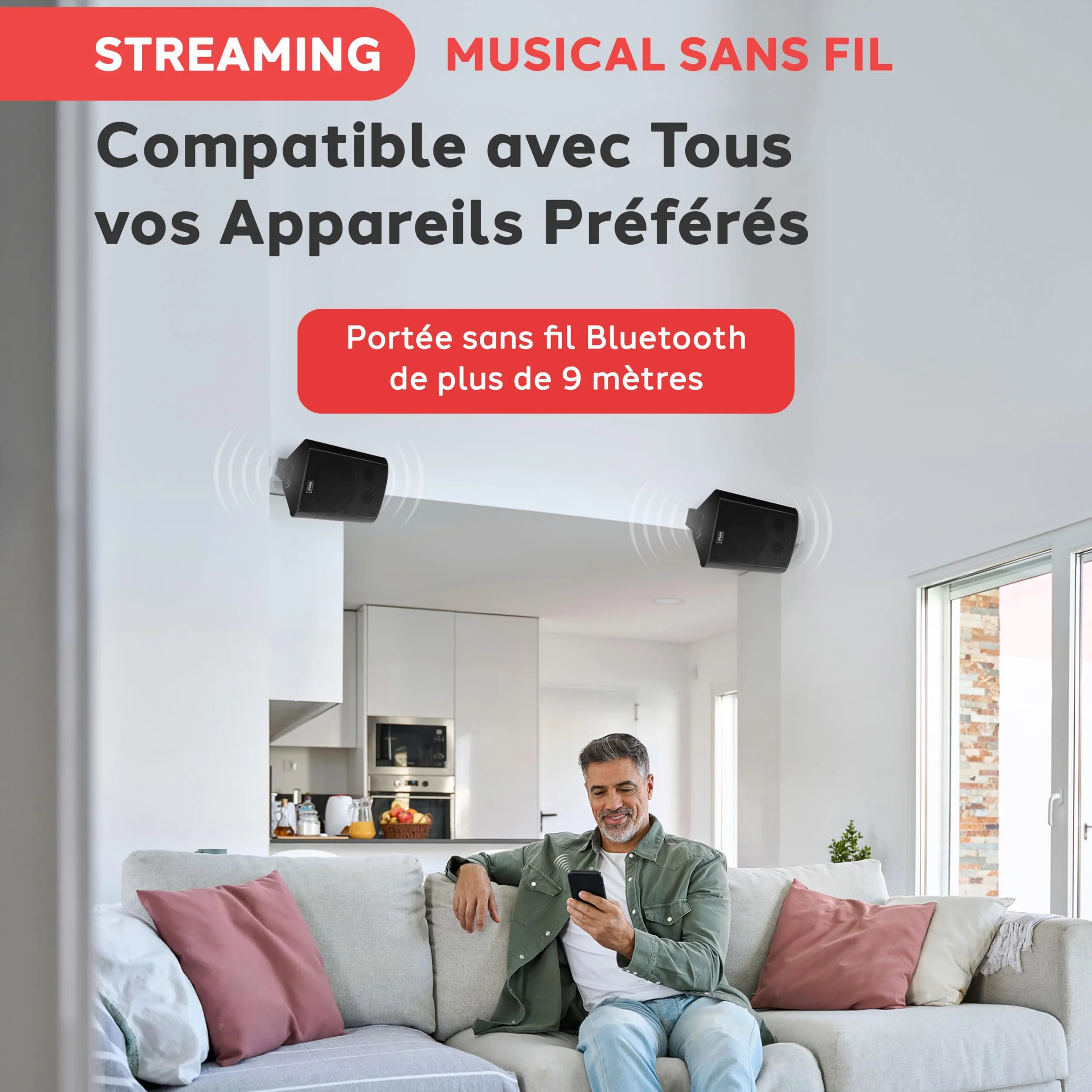 Pyle Enceinte d’Extérieur Bluetooth,240W, Enceinte Mural étanche, Paire de Haut Parleur Imperméables, Active + Passive, Résistant à l'eau, Son Stéréo, Utilisation dans la Piscine, Patio, l'Intérieur