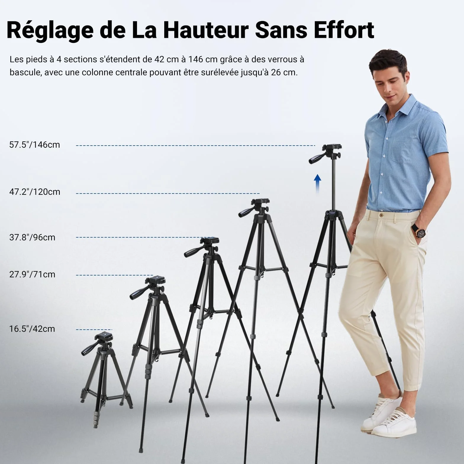 NEEWER Entry Level Version Trépied pour Téléphone Portable et Appareil Photo, Support de Voyage Léger en Métal avec Griffe Porte-Téléphone Portable Compatible avec iPhone, TP53