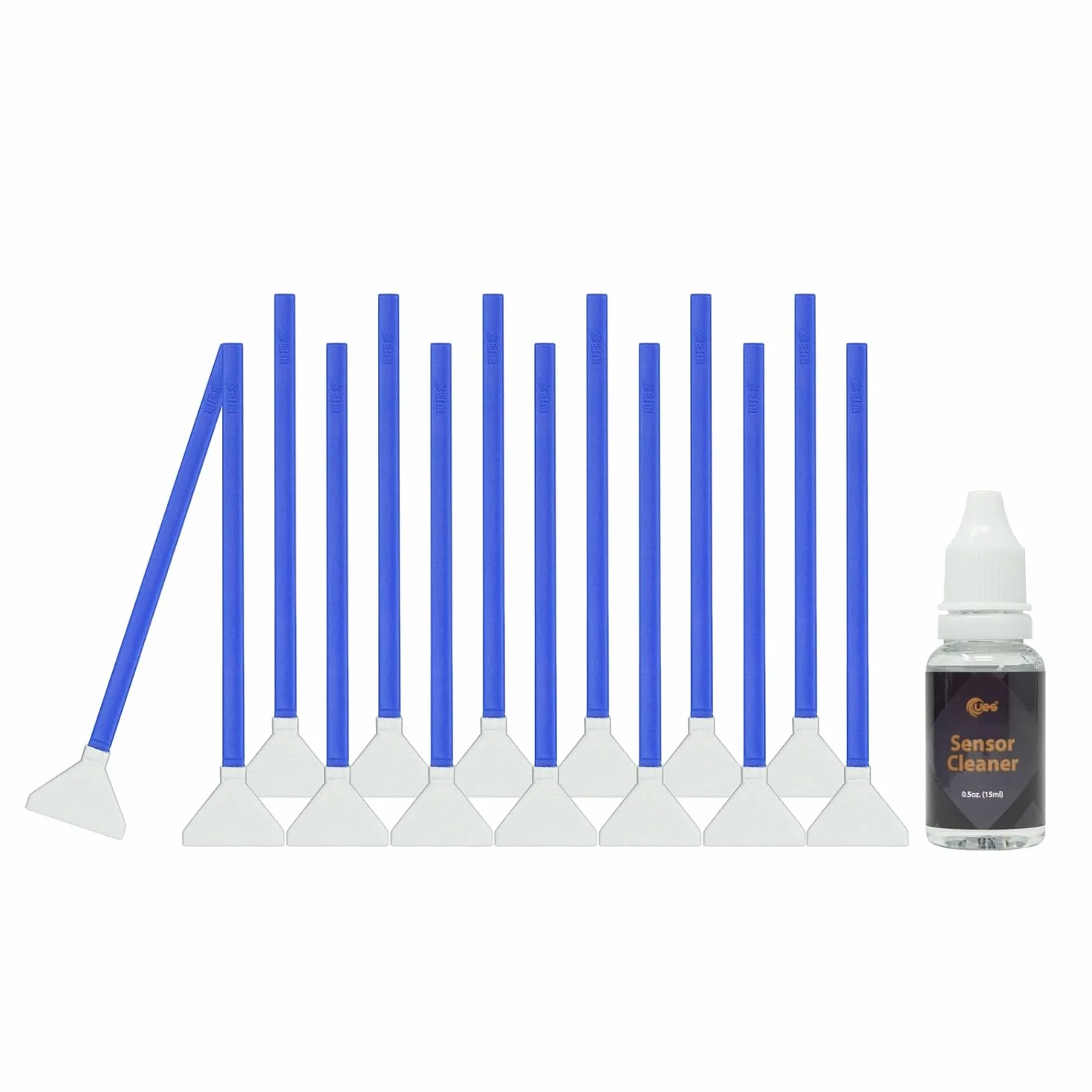 UES FFR24 Kit de Nettoyage Capteur Appareil Photo Plein Format (Hybride et Reflex) – 14 Bâtonnets (24 mm) & 15 ML Liquide Nettoyant – Élimine la Poussière (Compatible avec Canon, Sony, Nikon)