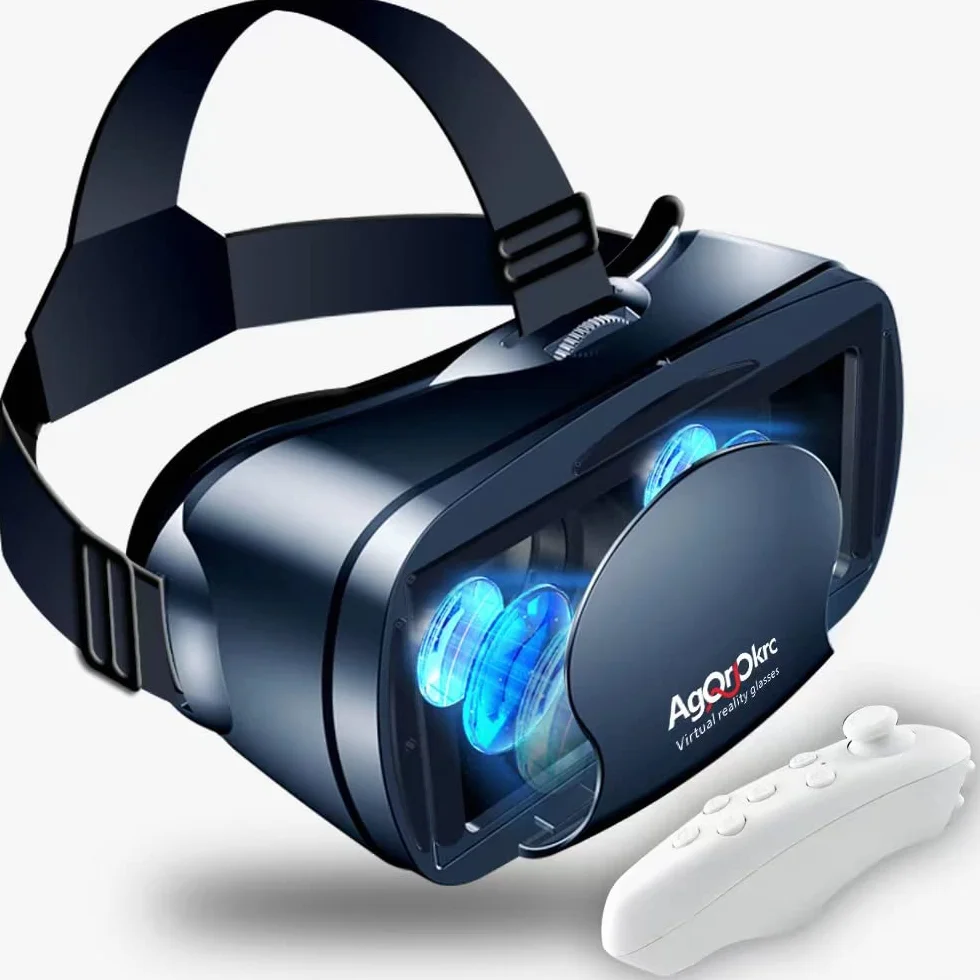 Casque VR 2K HD Anti-Lumière Bleue pour Jeux Films Compatible Android iOS Noir