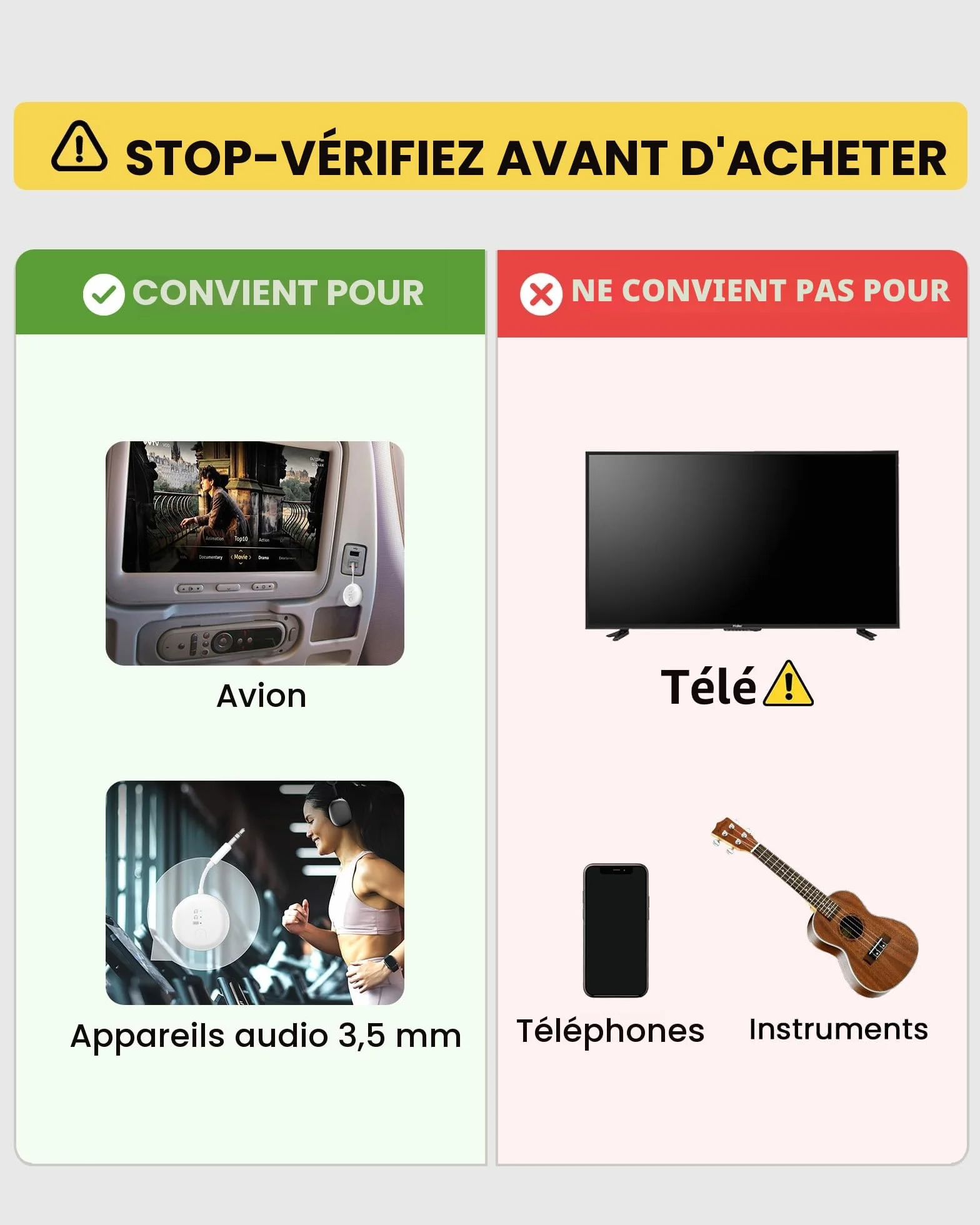 Avantree SoundJet R1 Adaptateur Avion Bluetooth aptX Adaptive 20 h Autonomie Transmetteur Audio sans Fil Puce Qualcomm Blanc