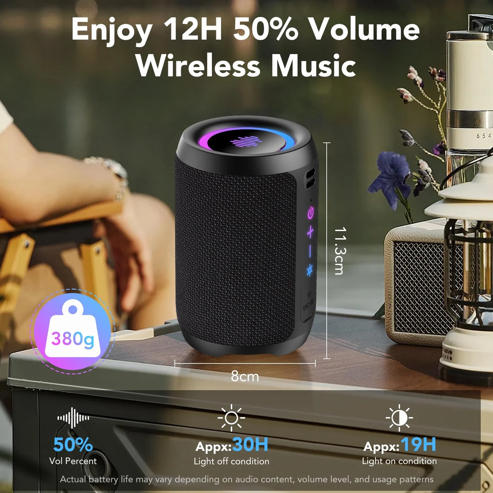 Enceinte Bluetooth 15W Puissante Bluetooth 5.4 IPX7 Autonomie 12 Heures Stéréo