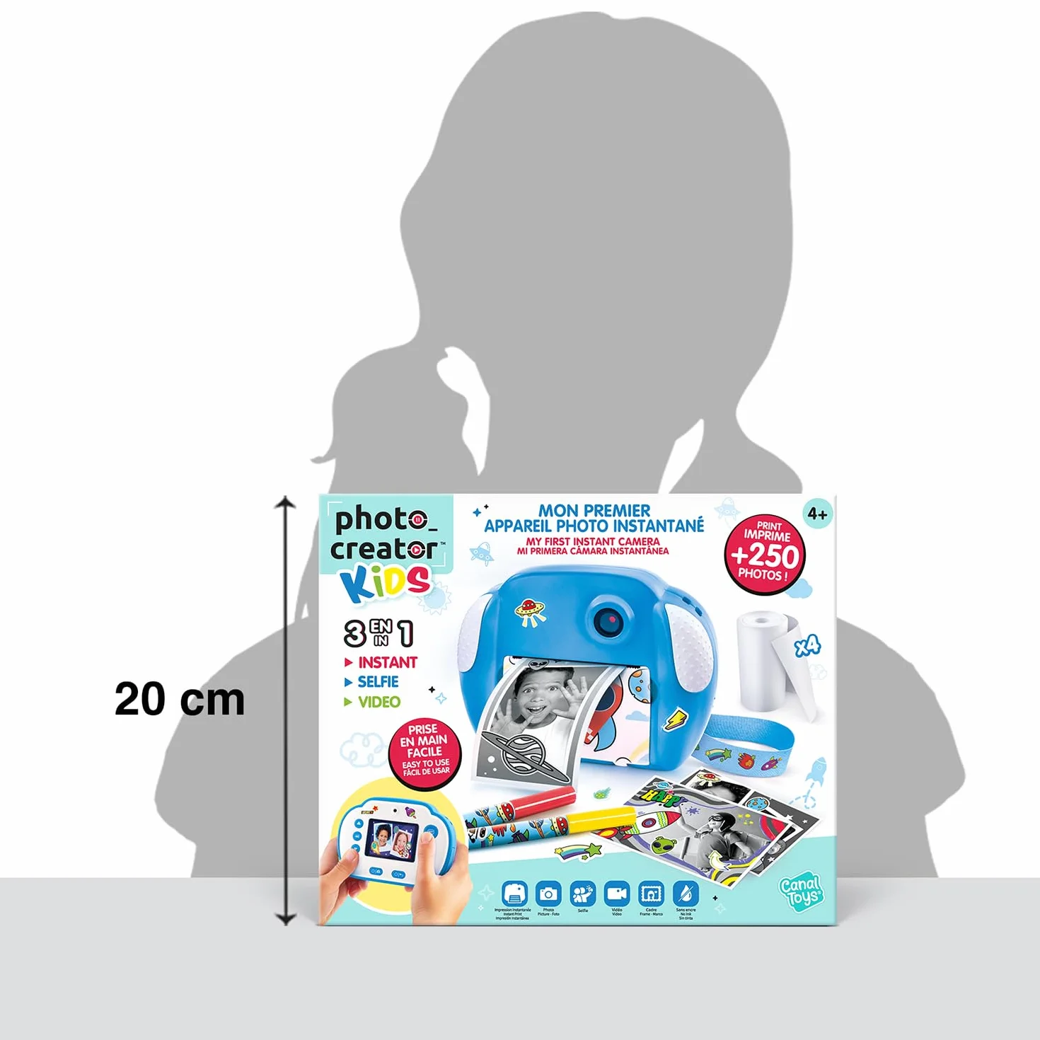 Canal Toys - Photo Creator - Appareil Photo à Impression Instantané - Selfie & Caméra Vidéo - Impression sur Rouleau de Papier Photo Thermique, sans Encre - Cadeau pour Enfant - Dès 4 Ans - CLK 011