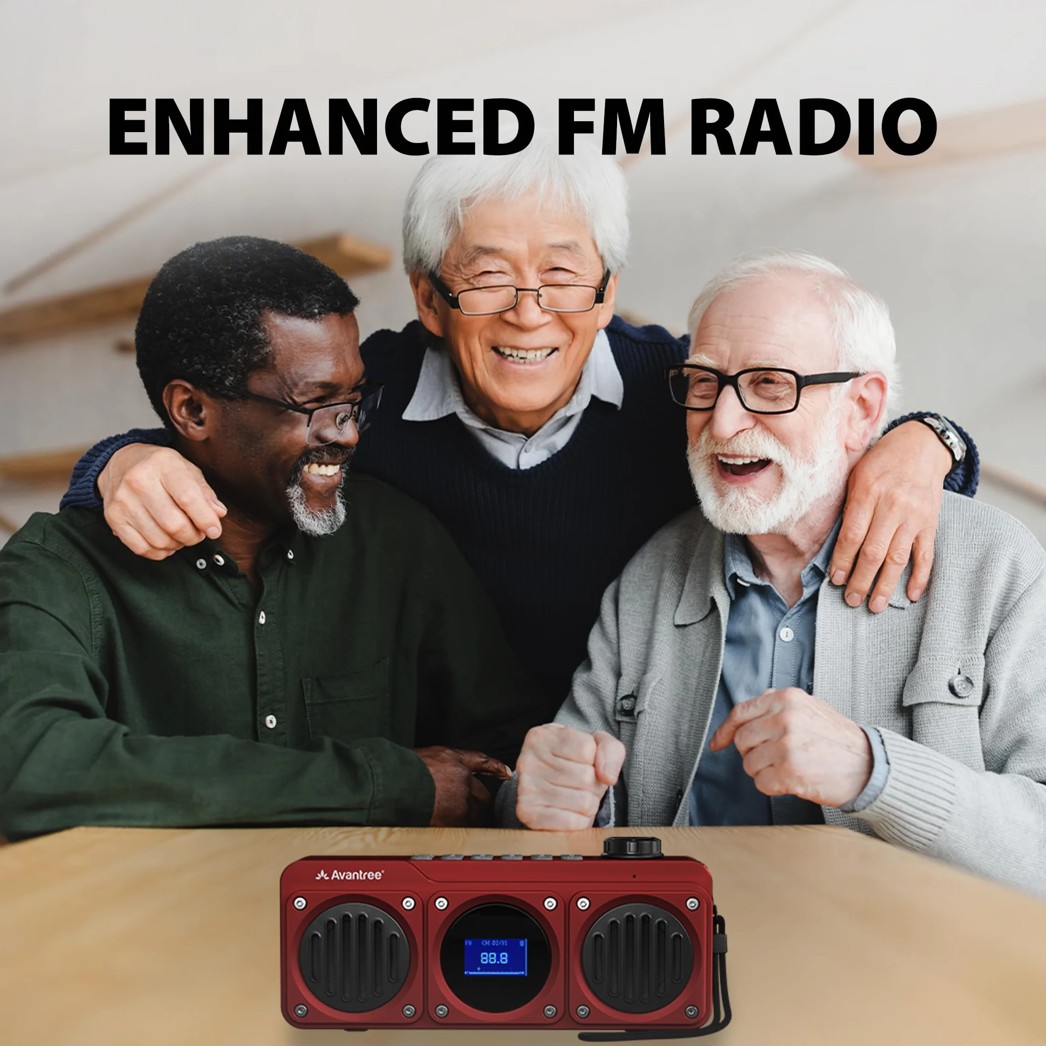 Avantree Boombyte Radio FM Portable Bluetooth Enceinte 14W Son Stéréo Rechargeable Lecteur MP3 Rouge