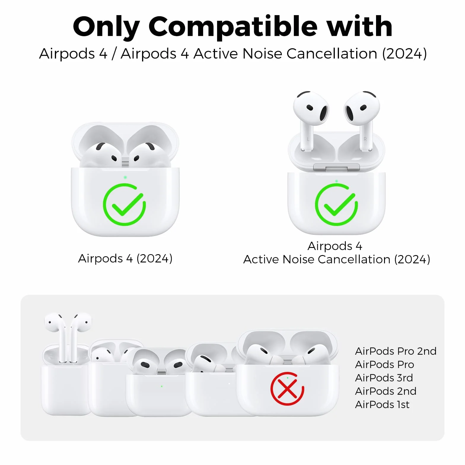 AhaStyle Coque AirPods 4 (2024) Silicone Kit Nettoyage Étui Protection Anti-Rayures Supportant Recharge USB-C sans Fil