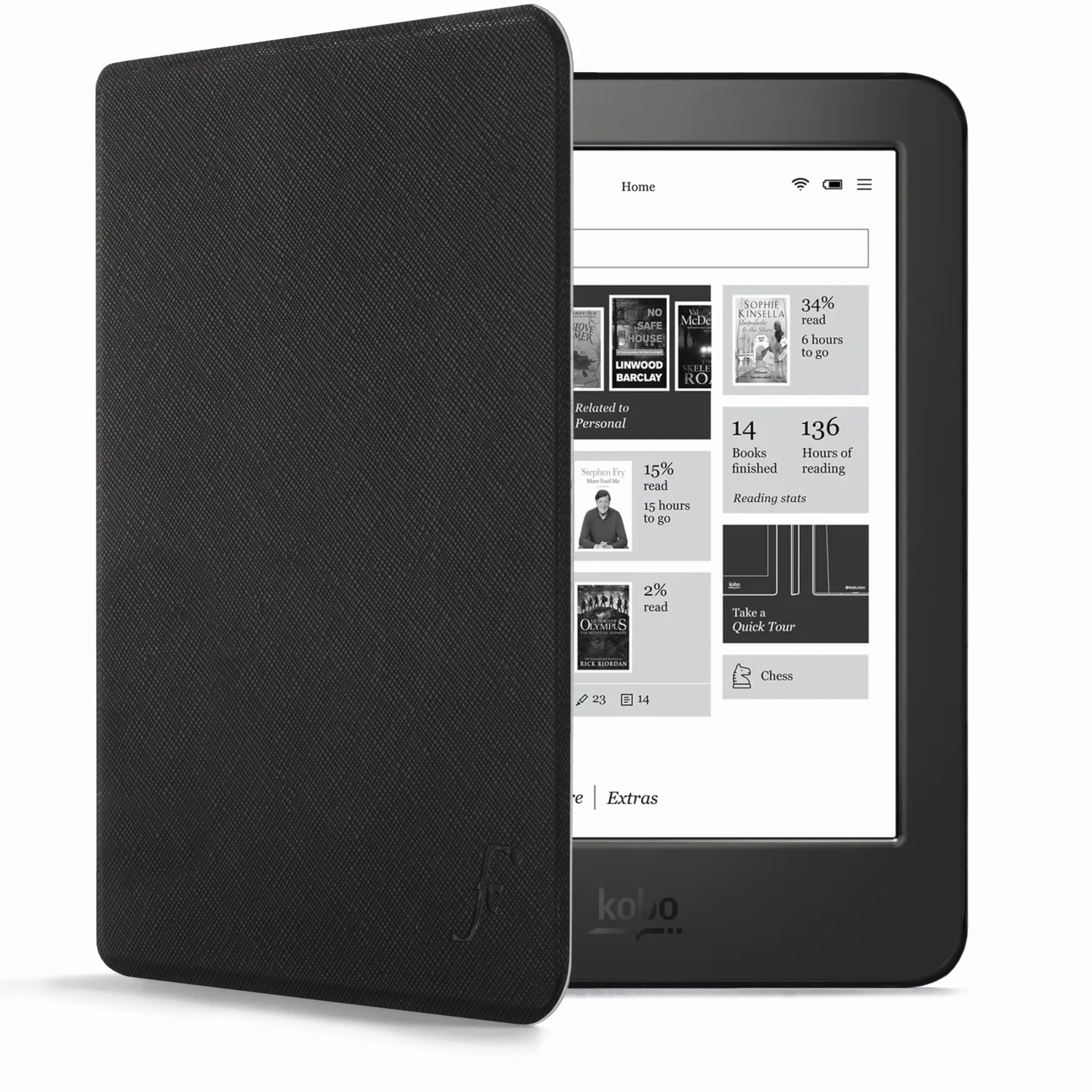 Forefront Cases Étui pour Kobo Aura H2O Edition 1 (Modèle: 2014) - Mince et Léger, Fonction Automatique Veille/Réveil Intelligente Étui, Coque de Protection pour Kobo Aura H2O Edition 1 - Noir