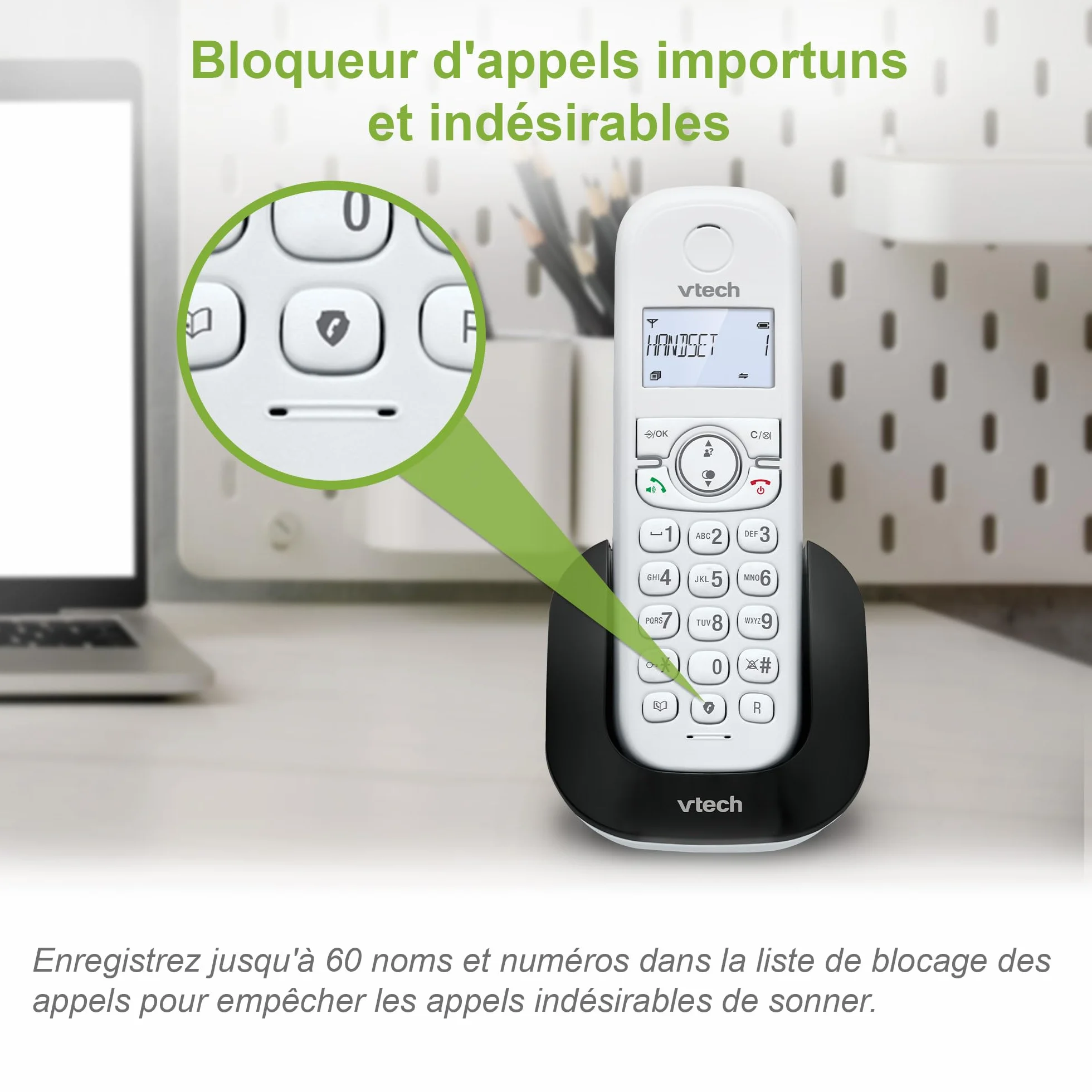 VTech CS1500 Téléphone sans Fil DECT Double Charge avec Blocage d'appel, Identification Appelant